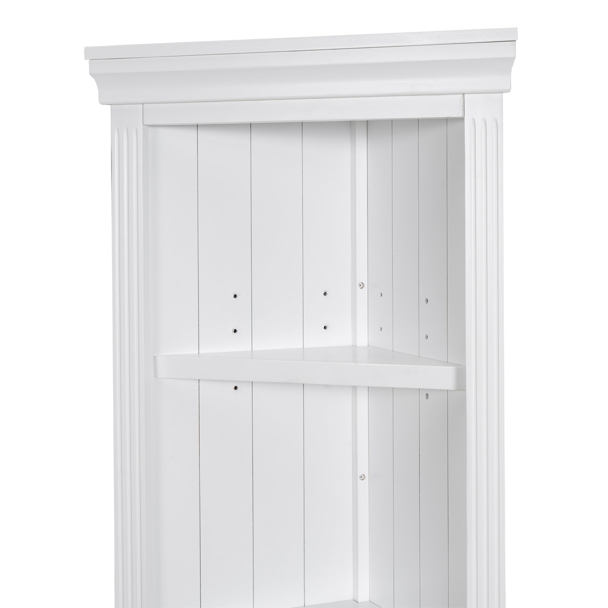 83.4"Tall Modern Corner Shelf,5 Tier Corner Bookcase with LED Light, Storage Standing Shelf Unit, Open Corner Plant Display Stand for Small Space for Living Room,Wall Corner, Home Office,White