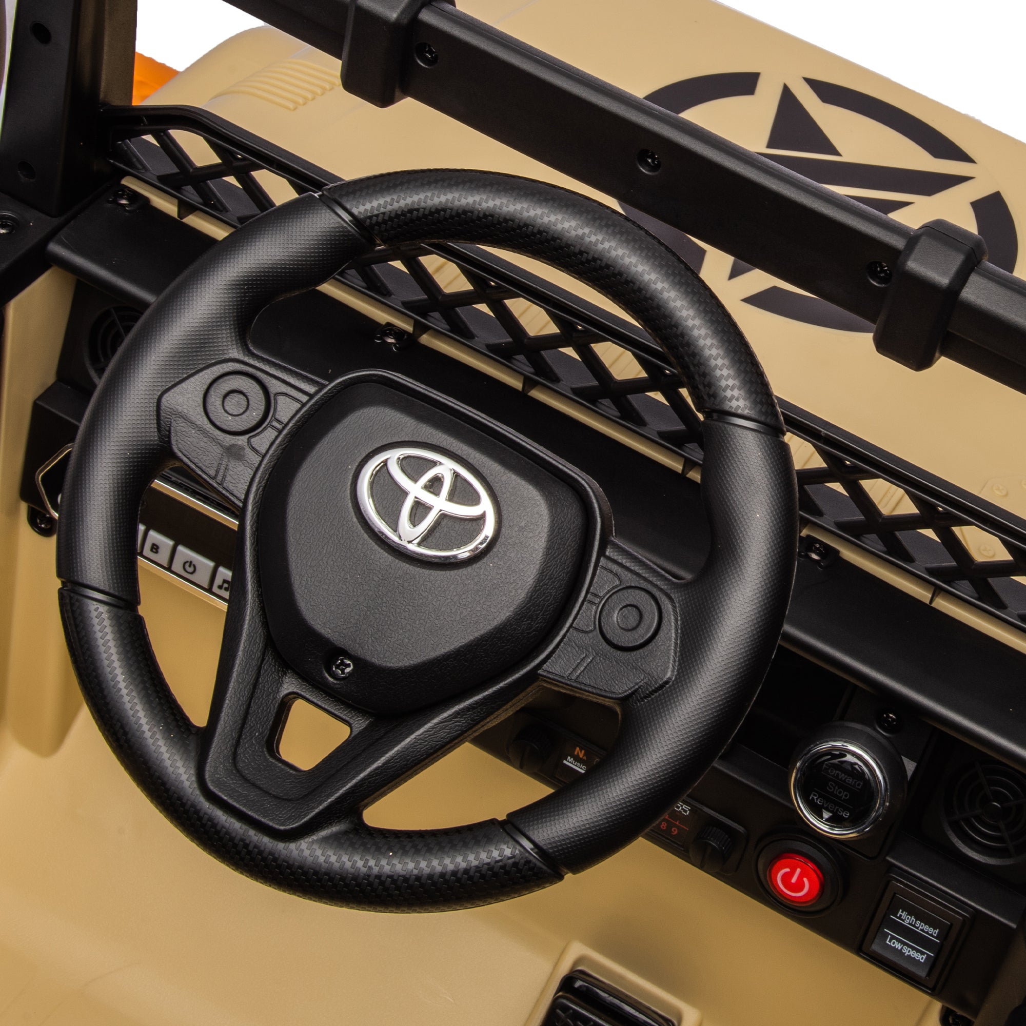 Licensed TOYOTA FJ Cruiser 12V Kids Ride-On Car with Parents Remote Control, Three-Speed Adjustable, Power Display, USB, MP3, Bluetooth, LED Lights, Three-Point Safety Belt, Perfect Gift for Kids