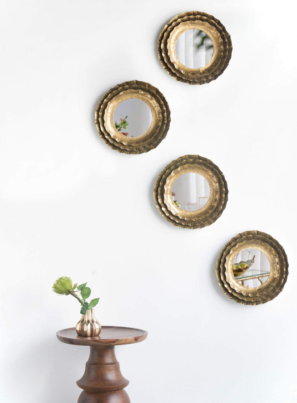 16' Round Wall Mirror with Gold Metal Frame, Mid-Century Modern Accent Mirror for Living Room