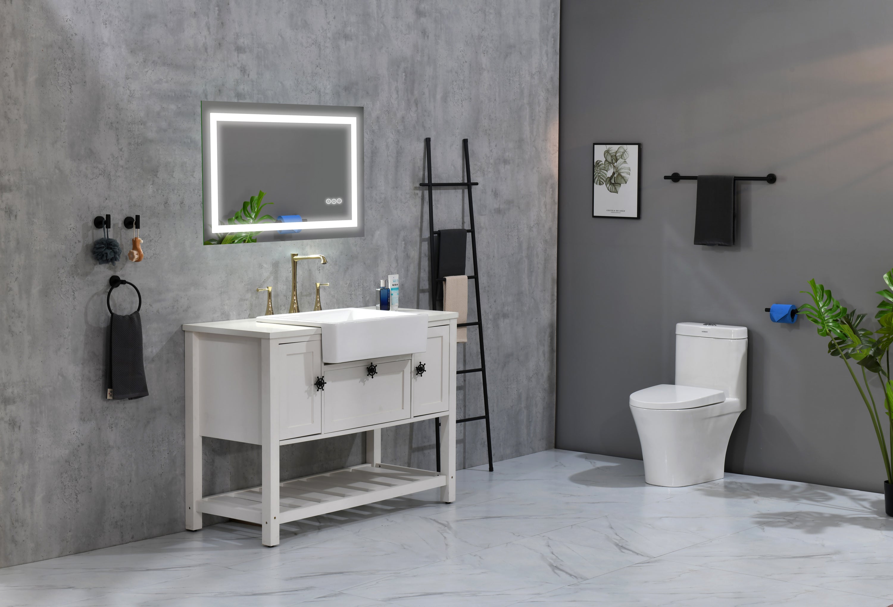 40 x 28 Inch LED Bathroom Mirror with Front and Backlight, Wall Mounted Vanity Mirror, Anti-Fog, Memory, 3 Colors, Stepless Dimmable
