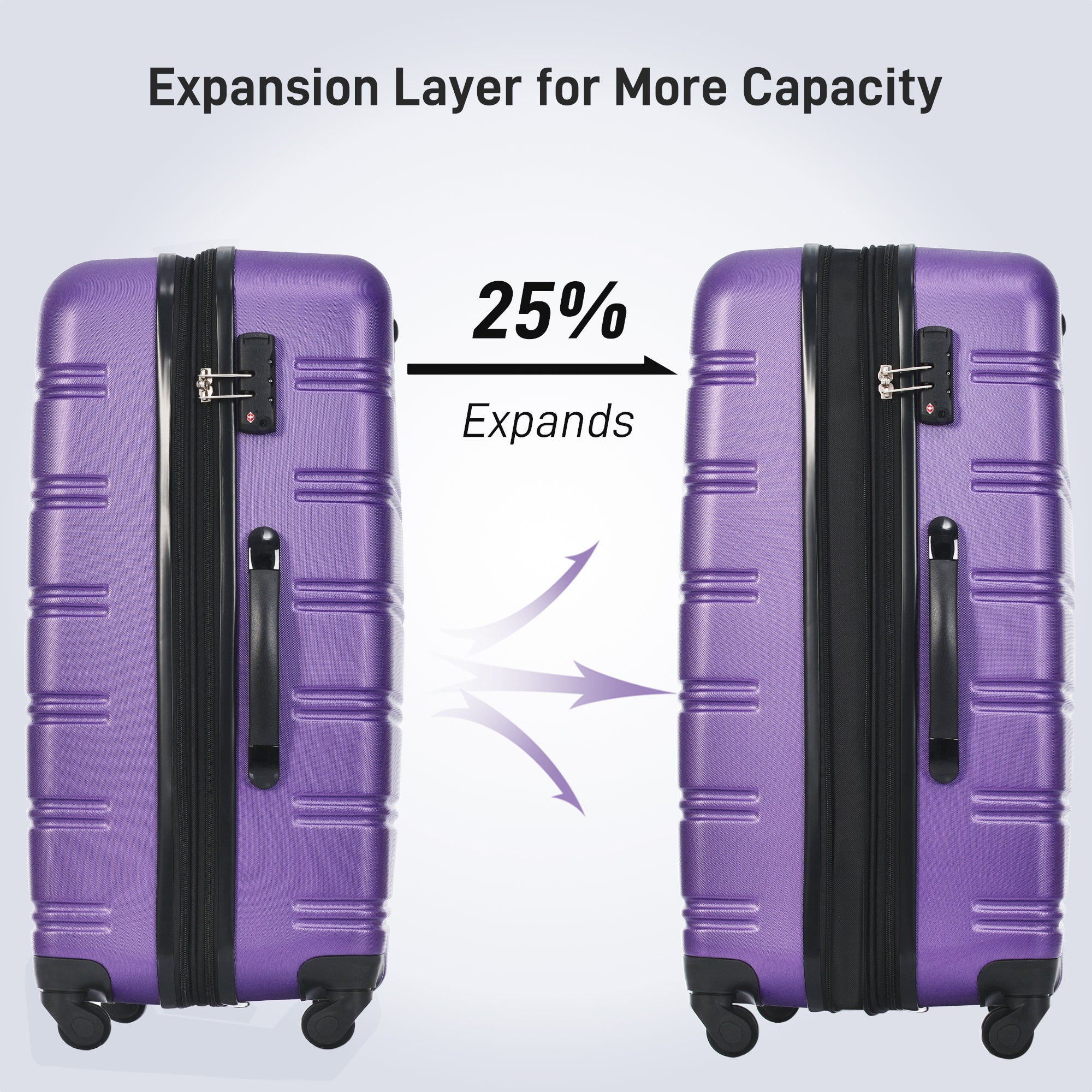 3 Piece Luggage Set Hardside Spinner Suitcase with TSA Lock 20' 24' 28' Available