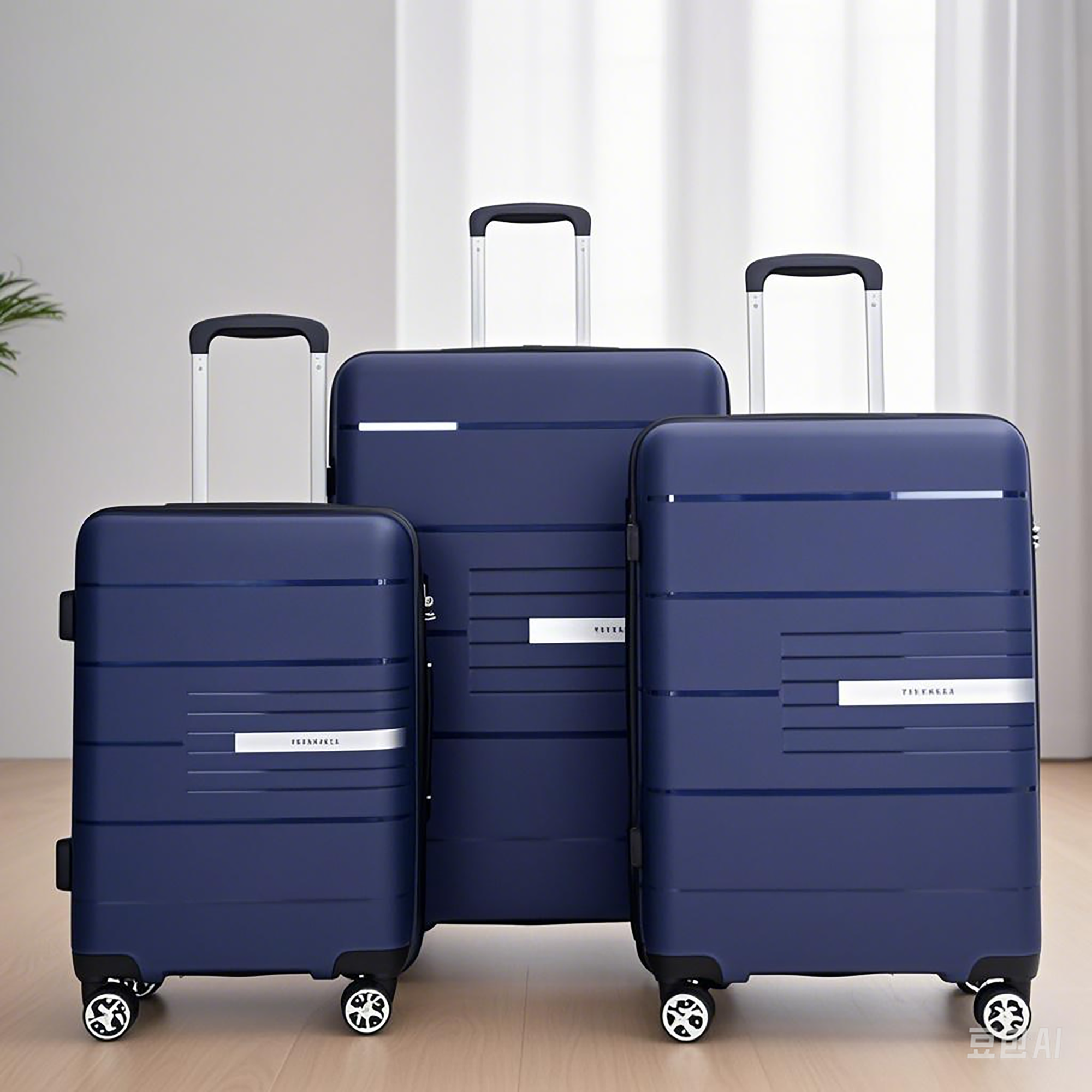 Navy Hardshell Suitcase Set with Double Spinner Wheels and TSA Lock, Lightweight and Durable PP Luggage, 3-Piece Set (20/24/28)