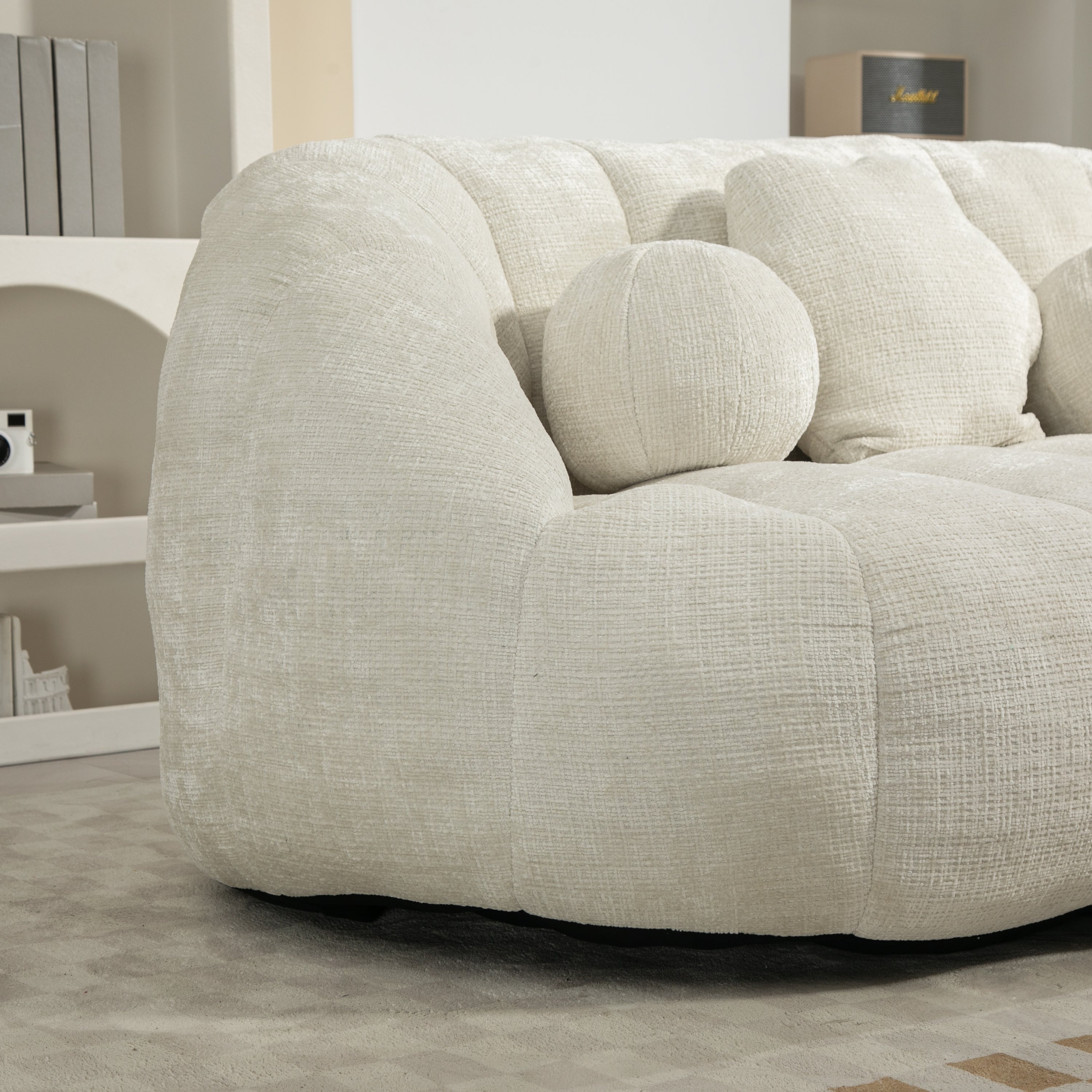 Relax in style with the COOLMORE Bean Bag Sofa Lazy Sofa, designed for ultimate comfort and durability. Featuring a high-back design, this bean bag chair offers exceptional support for both adults and kids. Perfect for indoor and outdoor use, it serves as an accent floor lounge chair, adding a modern touch to any space. Made with soft and breathable white chenille fabric, the sofa provides a cozy seating experience for lounging, reading, or watching TV. Its versatile design ensures it blends seamlessly into