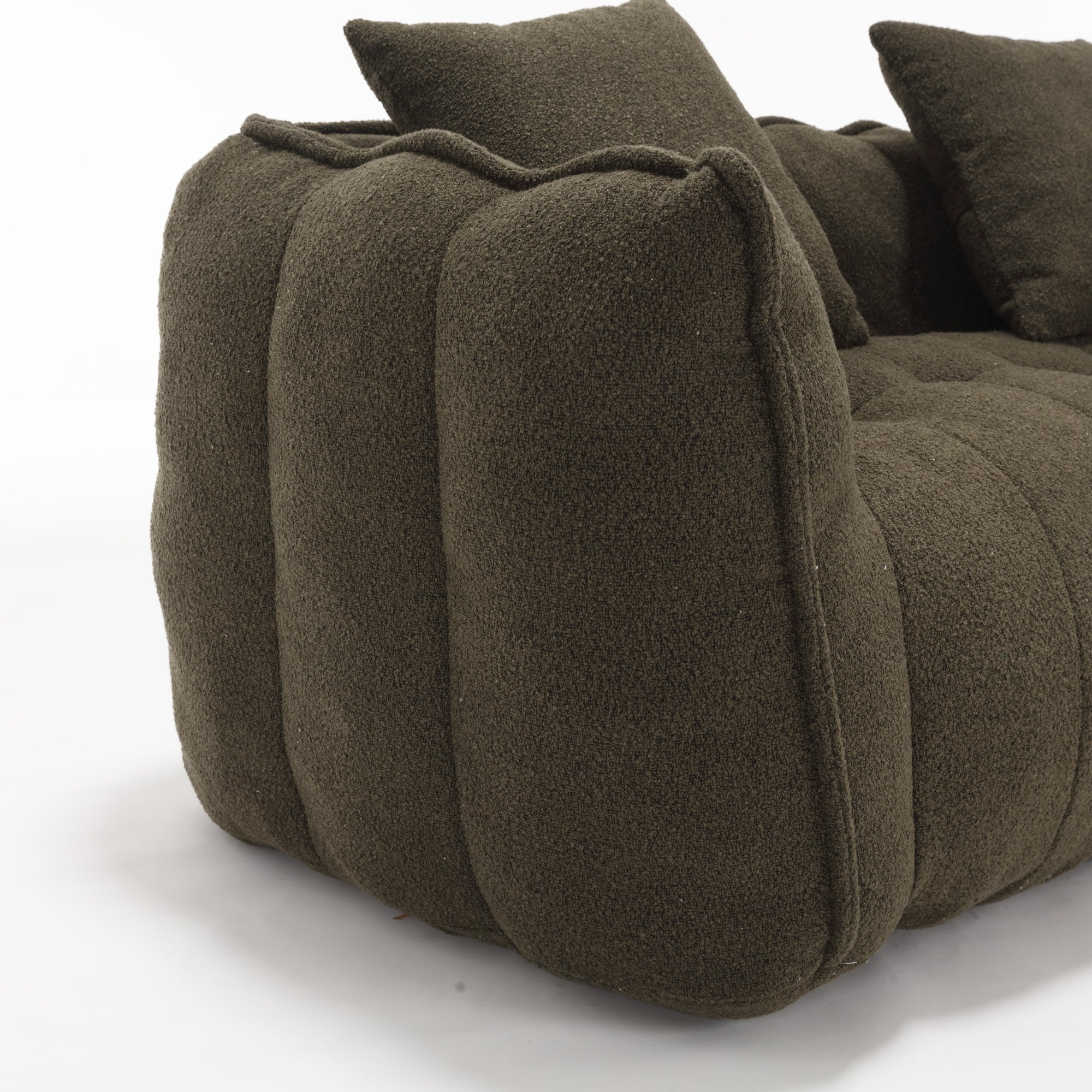 Cozy Beanbag Chair with High Resilience Foam Core for Two - Olive Green Chenille, 66x35x25 inches