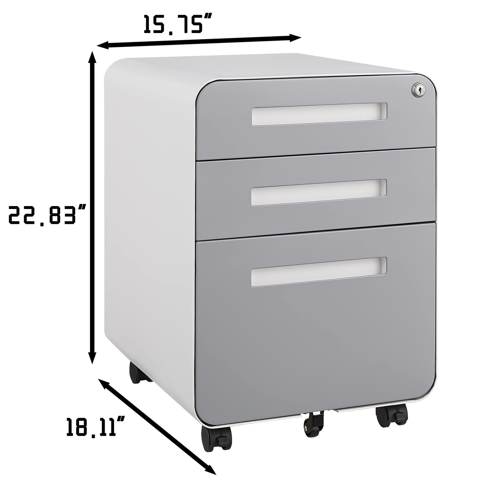 3-Drawer Mobile File Cabinet Under Desk - Versatile Storage for Legal/Letter/A4 Files, Anti-Tilting Design, Cold Rolled Steel, Waterproof, Black