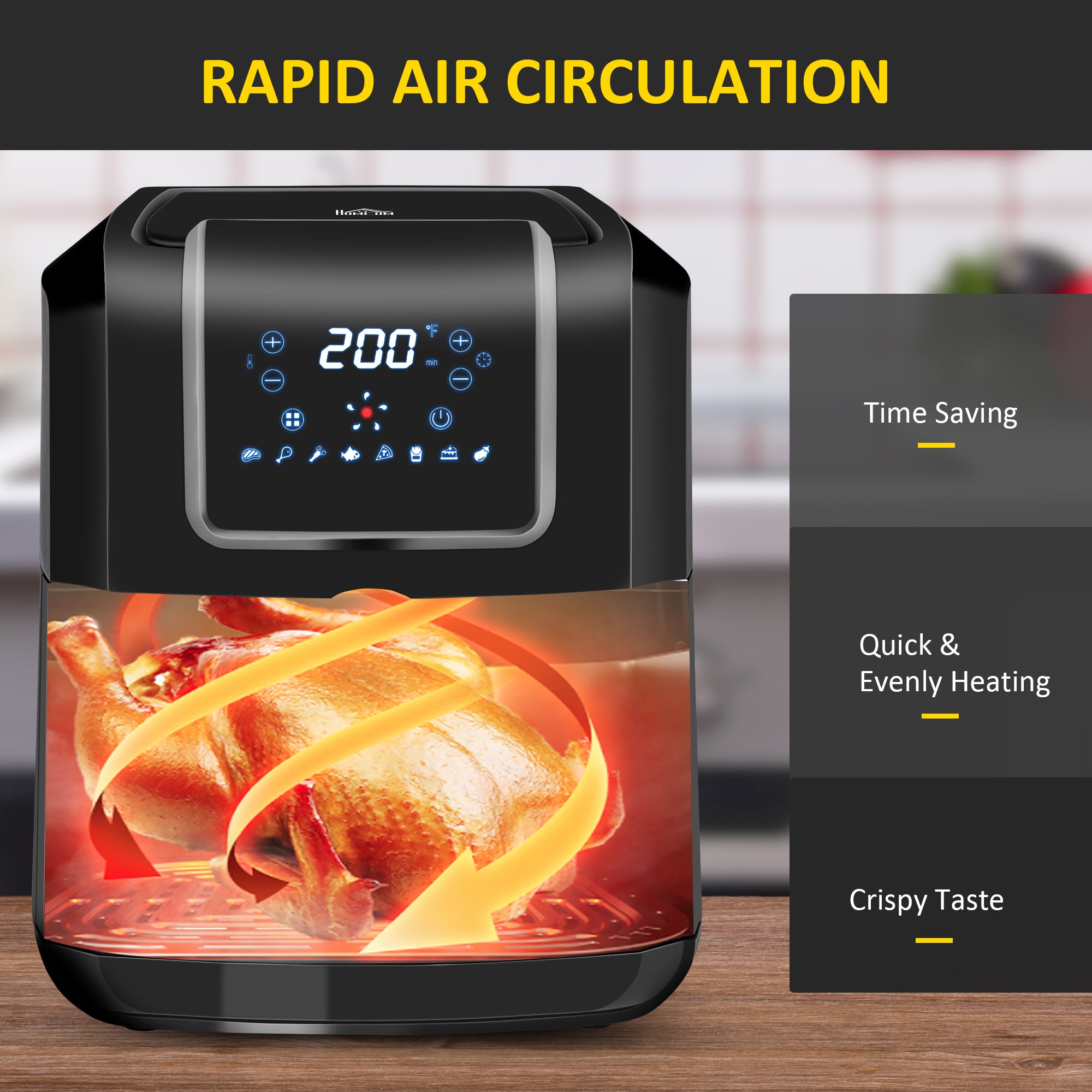 6.9QT Air Fryer Oven - 1700W Digital, Oil-Less Cooking