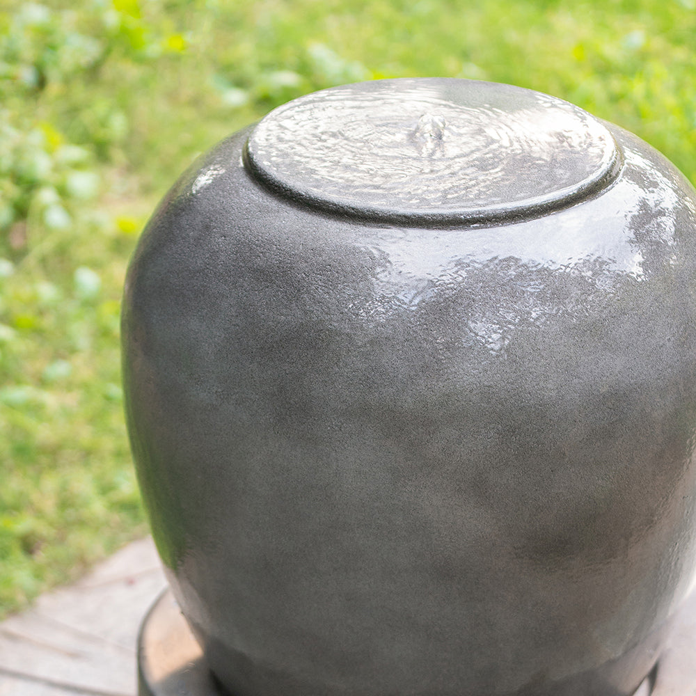 19.5x19.5x32.5' Heavy Outdoor Cement Fountain Antique Gray, Cute Unique Urn Design Water feature For Home Garden, Lawn, Deck & Patio