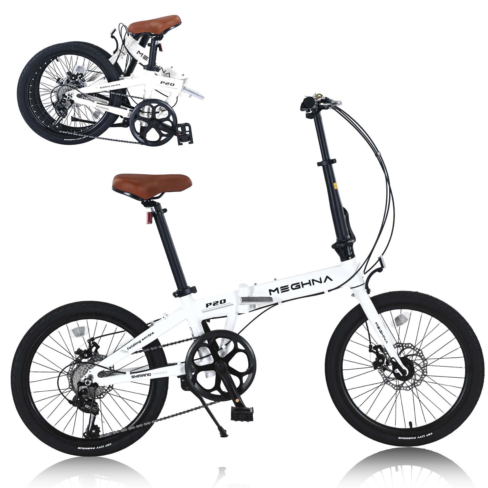 20" Folding City Bike – Lightweight Aluminum Frame, 7-Speed Urban Commuter Bicycle, Compact & Portable Outdoor