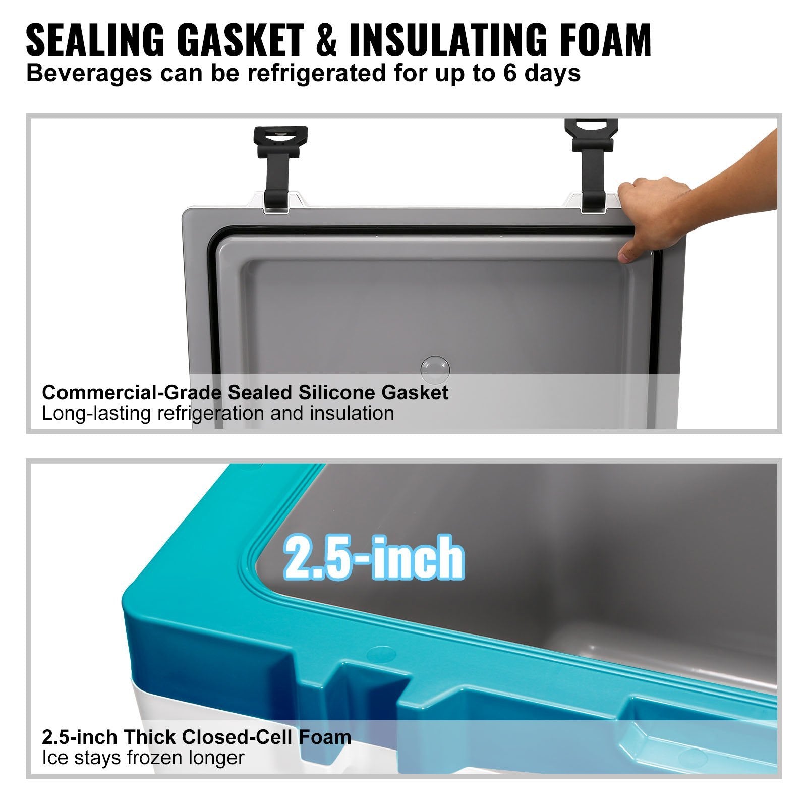 52 Qt Hard Cooler with 6-Day Ice Retention | Portable Ice Chest for Camping, Beach & Outdoor