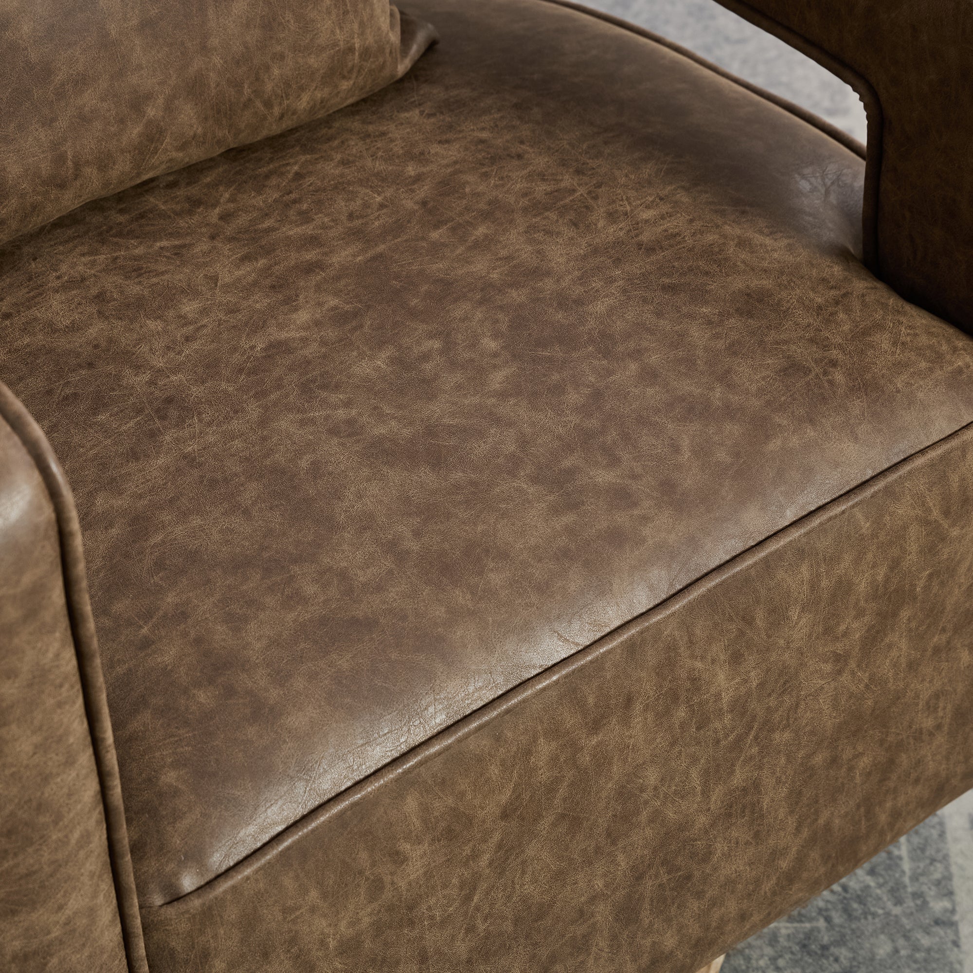 29.1"W Swivel Accent Open Back Barrel Chair Modern Comfy Sofa Chair With Weathered Base For Nursery Bedroom Living Room Hotel Office, Club Chair Leisure Arm Chair For Lounge (Coffee,PU)