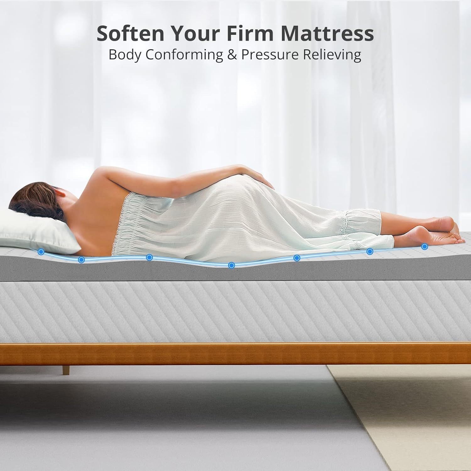 4 Inch Mattress Topper Queen,Gel Memory Foam Mattress Topper Double Bed Topper for Soft & Cooling Sleep, Pressure Relieve, CertiPUR-US Certified