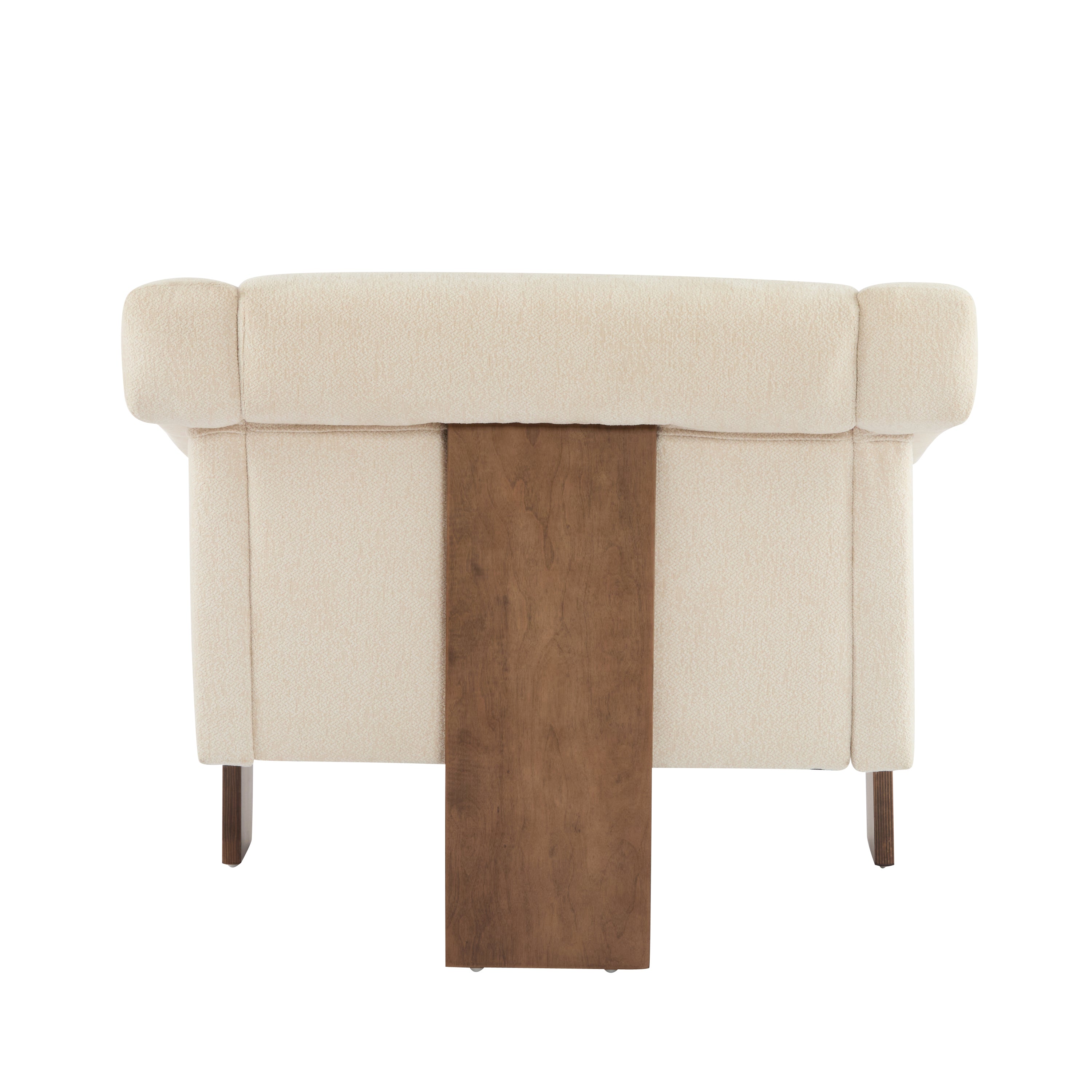 34" Mid-Century Modern Accent Chair with White Fabric, Deep Cushions, and Wide Armrests – Ideal for Living Room, Bedroom, or Office