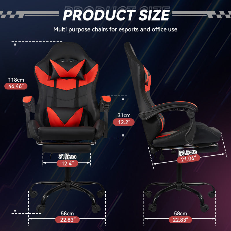 Ergonomic RGB Gaming Chair Black/Red | PU Leather w/Synced Armrests & LED Lighting