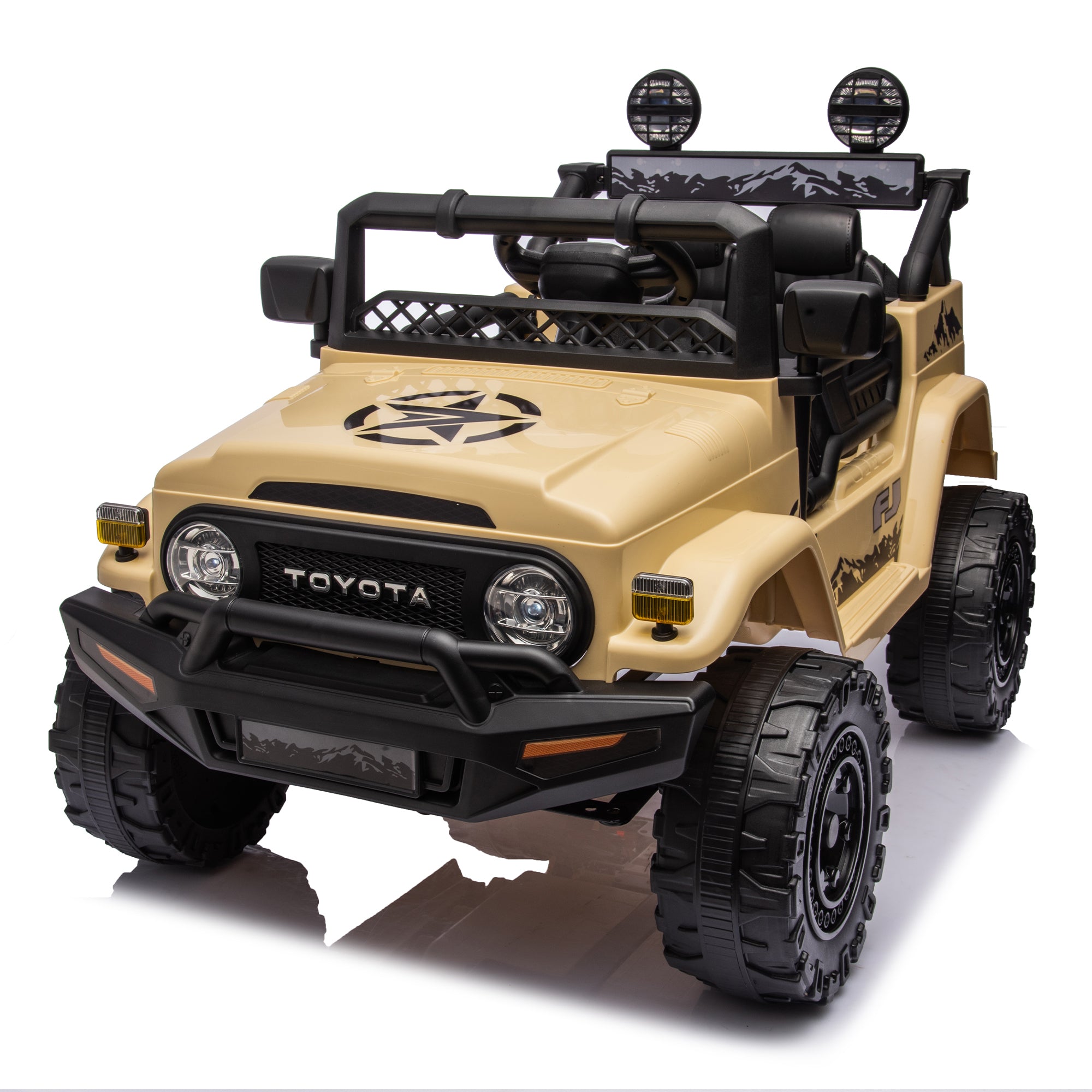 Licensed TOYOTA FJ Cruiser 12V Kids Ride-On Car with Parents Remote Control, Three-Speed Adjustable, Power Display, USB, MP3, Bluetooth, LED Lights, Three-Point Safety Belt, Perfect Gift for Kids