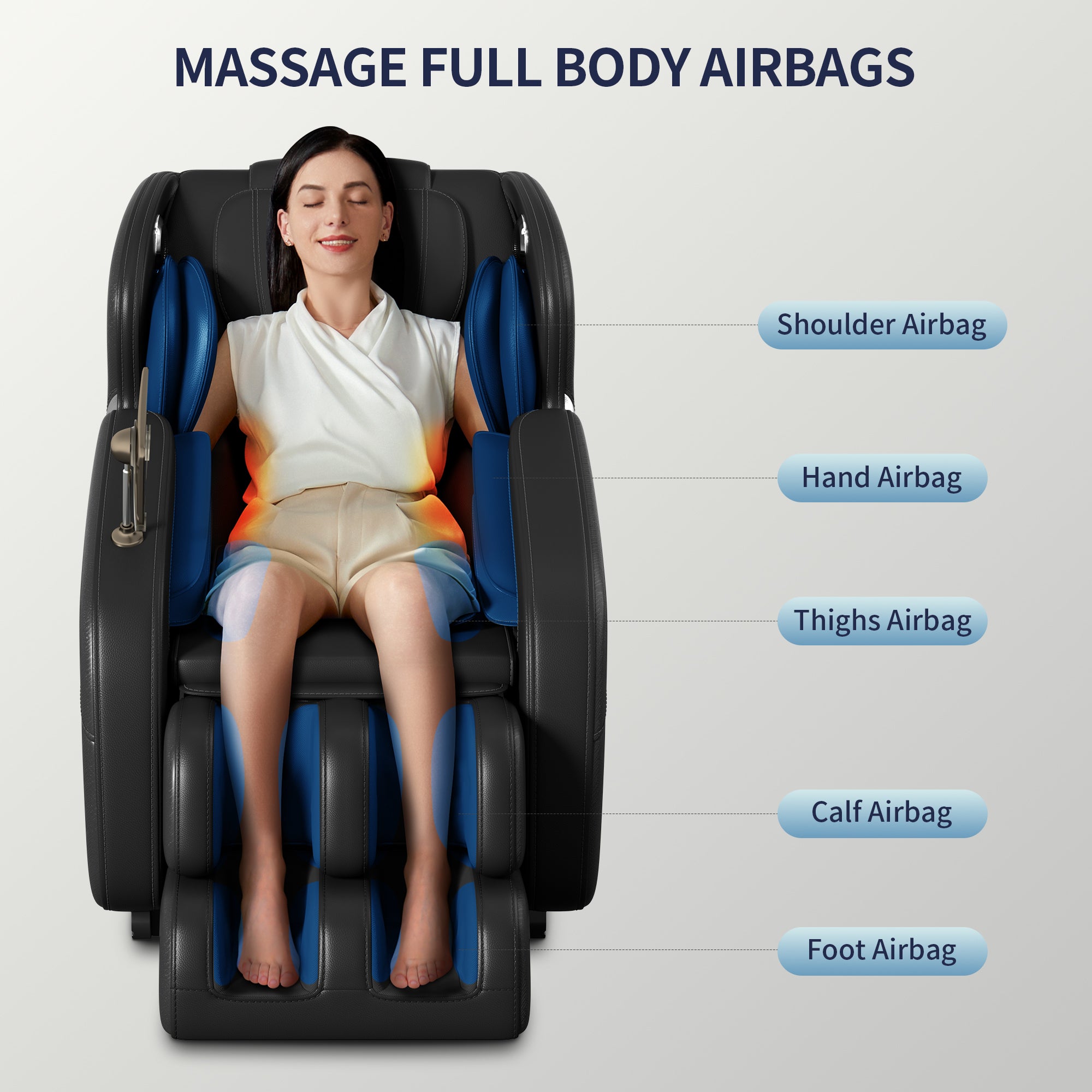 Full Body Massage Chair with Zero Gravity, Deep Tissue & Foot Massage, LCD Touch Screen, Bluetooth, Waist Heater, 8 Fixed Rollers, For 5.1-5.75ft Height (Black)