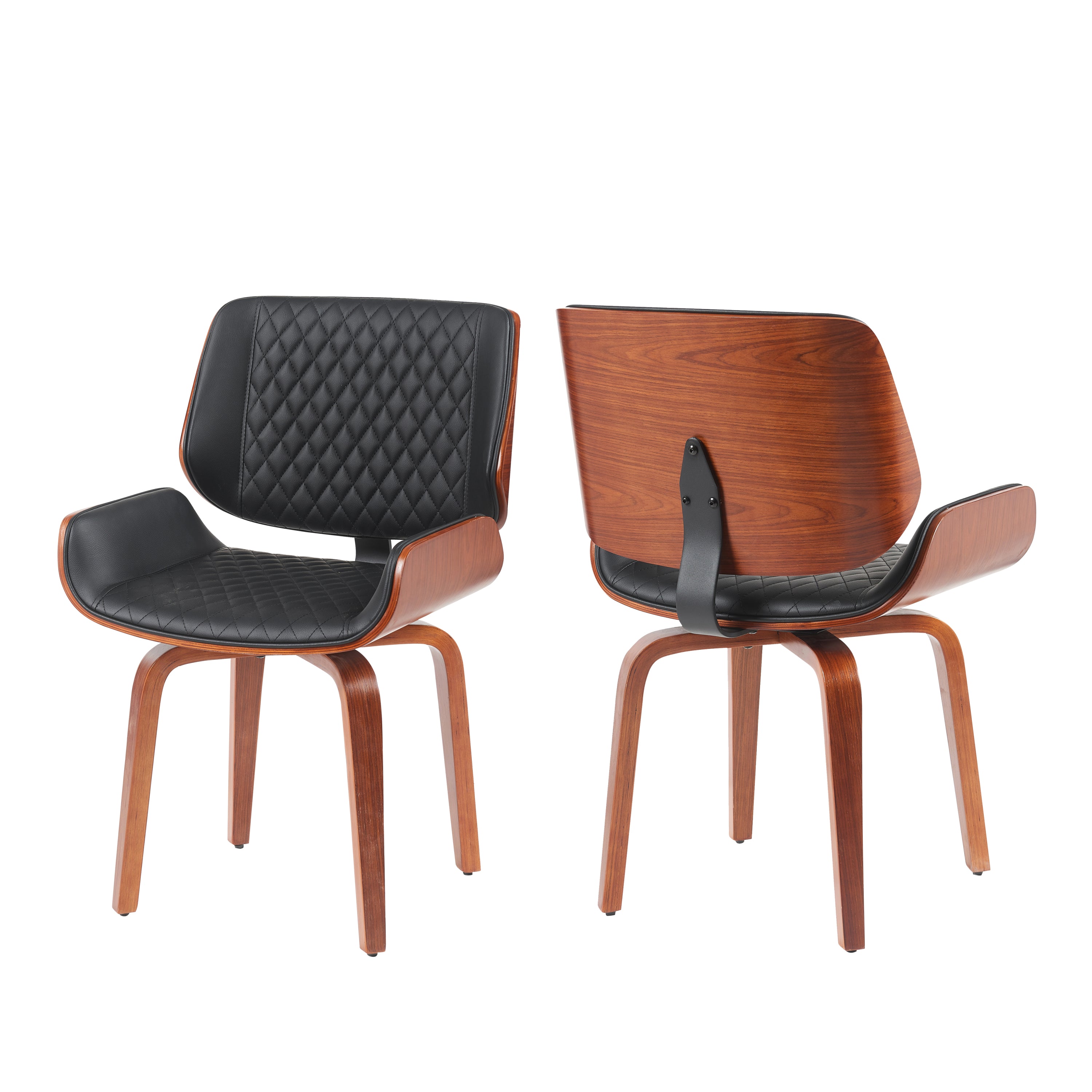 Mid-Century Modern Dining Chair - 360° Swivel(set of 2), PU Leather Upholstery, Ergonomic Design for Kitchen, Office & Dining Room