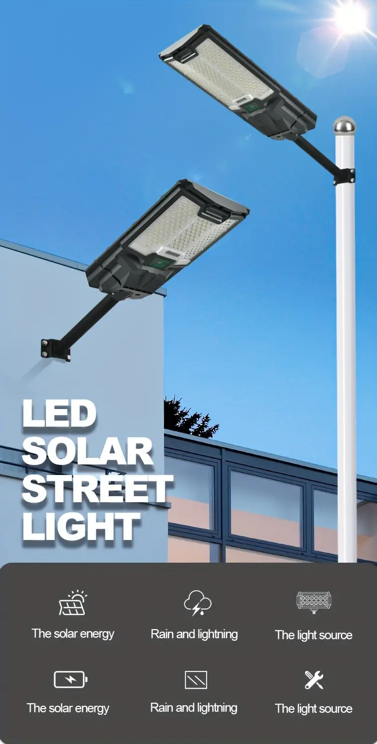 Solar Street Lights Outdoor – 66 LED Parking Lot Light, IP65 Waterproof, Dusk to Dawn Flood Light for Garden, Road, Courtyard