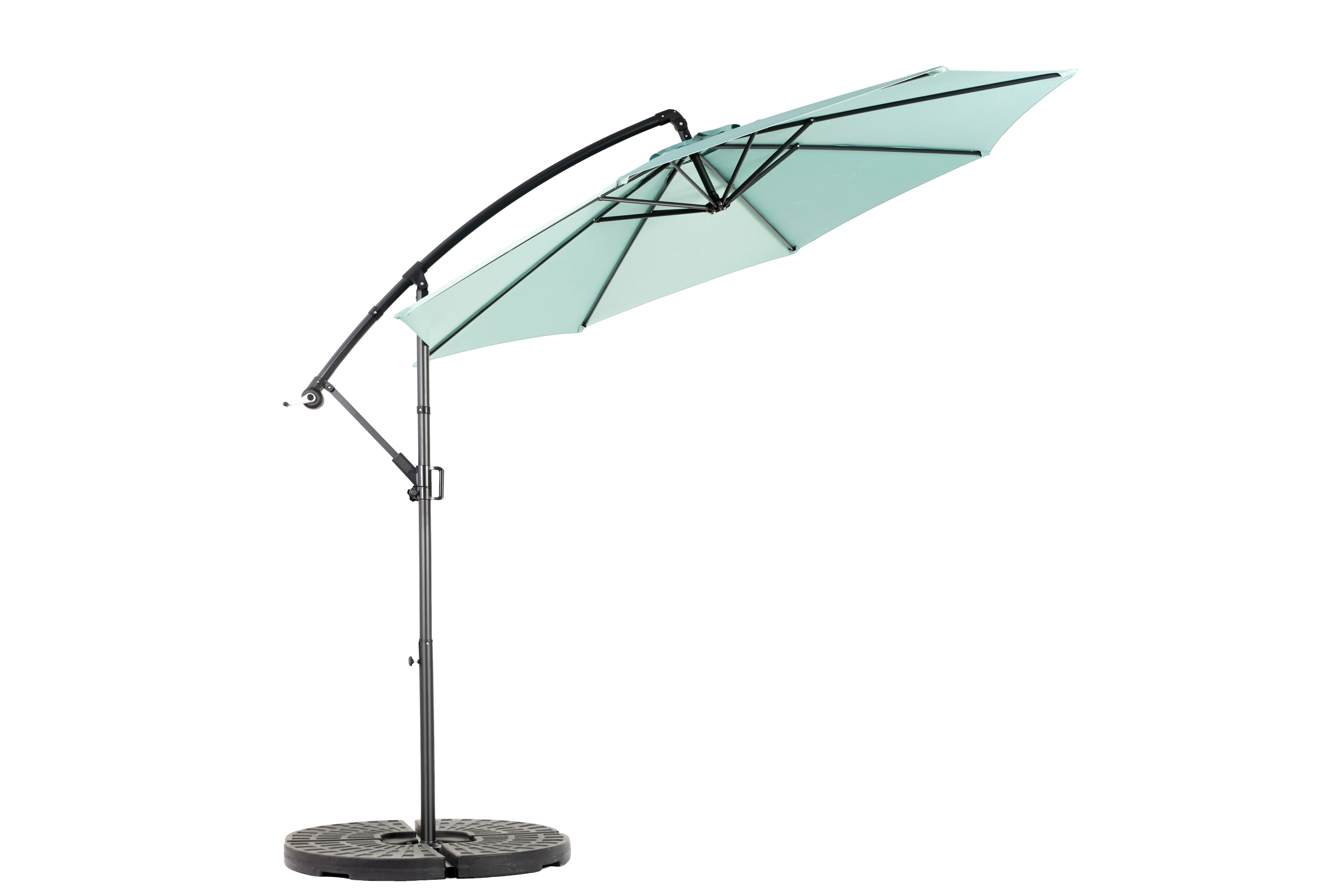 10ft Offset Hanging Patio Umbrella – Easy Tilt, 8-Rib Polyester Canopy, Outdoor Market Shade for Backyard & Poolside – Light Green (No Base)