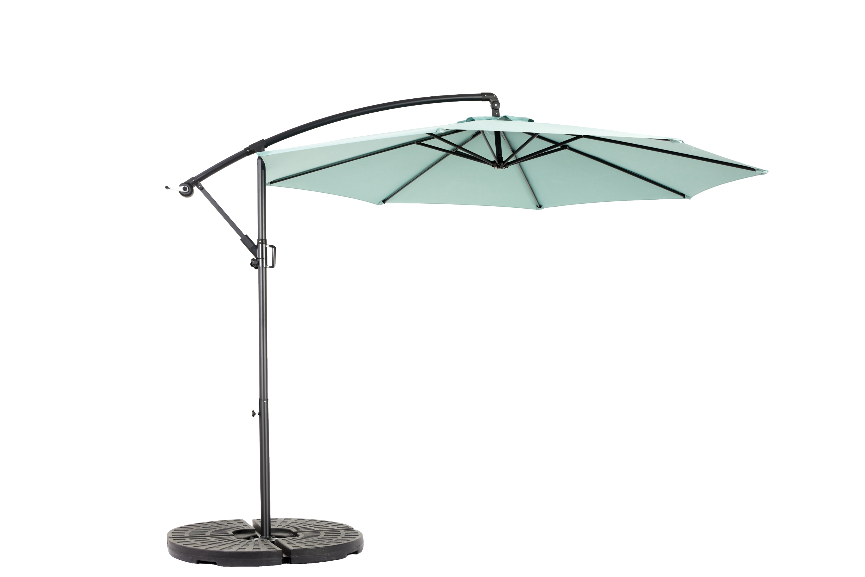 10ft Offset Hanging Patio Umbrella – Easy Tilt, 8-Rib Polyester Canopy, Outdoor Market Shade for Backyard & Poolside – Light Green (No Base)