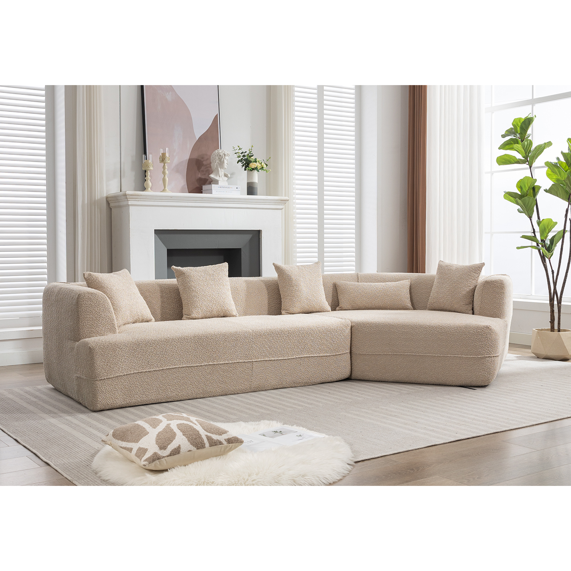 [VIDEO PROVIDED][ New And Upgraded Extended Edition]Modular sofa , modern minimalist style sofa,  upholstered ,  free combination, round fiber fabric, anti-wrinkle fabric,Dimension extension,Brown