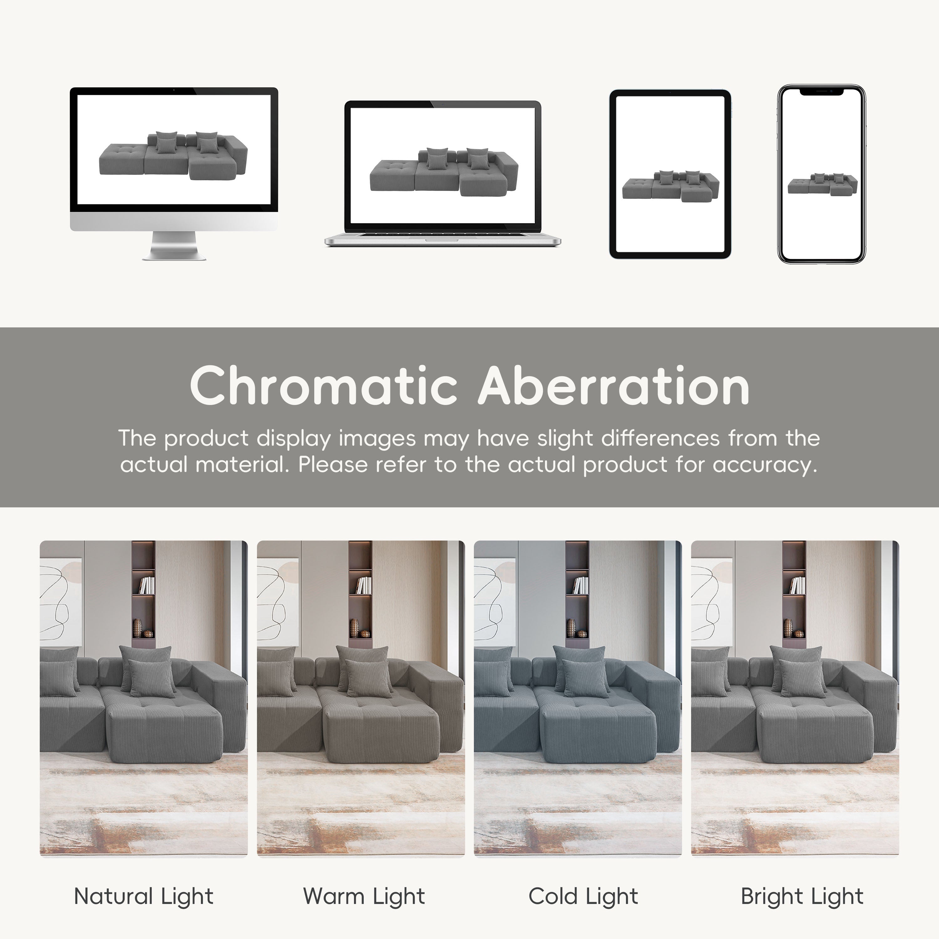 [VIDEO+New]105.5''L Shaped Modular Sectional Sofa,Minimalist Corduroy Floor Couch Set,Convertible Foam-Filled Cloud Compressed Couch for Living Room,3 PC Free Combination,No Assembly Required,3 Colors