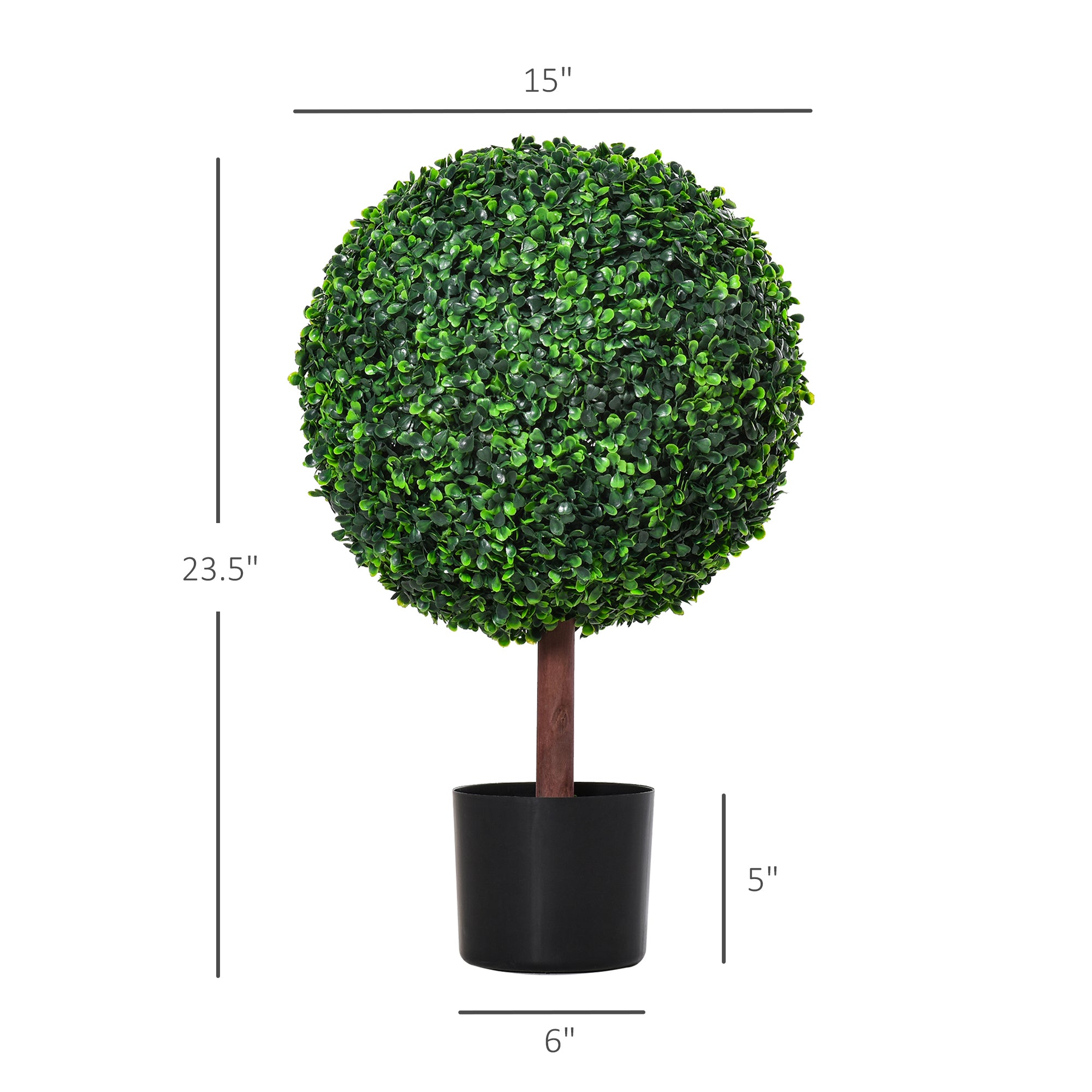 23.5" Artificial Boxwood Topiary Ball Tree, Fake Decorative Plant, Nursery Pot Included for Home, Balcony, Backyard and Garden