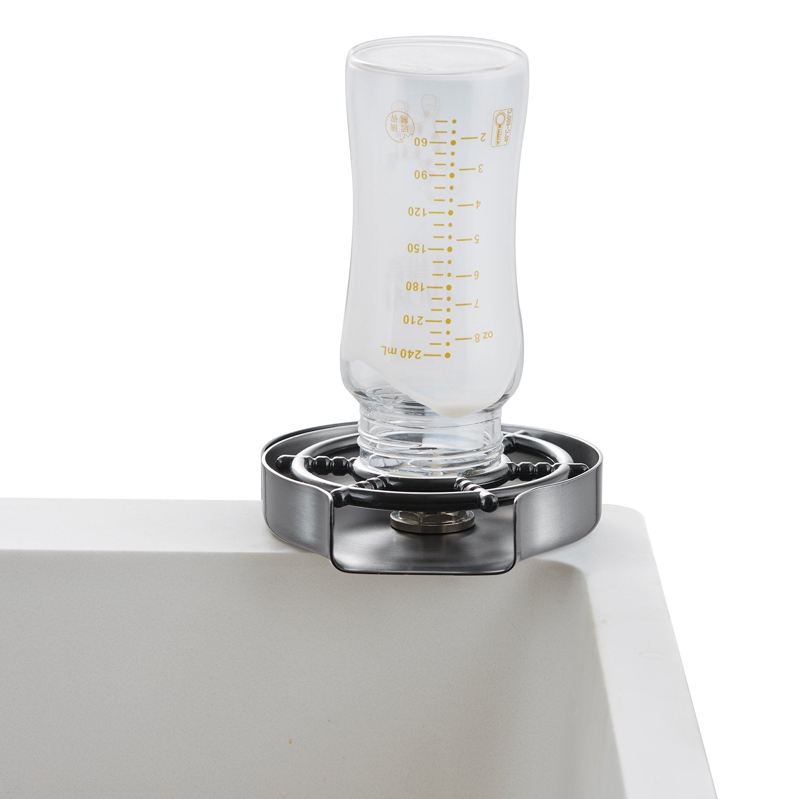 304 Stainless Steel Glass Rinser | 10-Jet Faucet Cup Washer for Sink