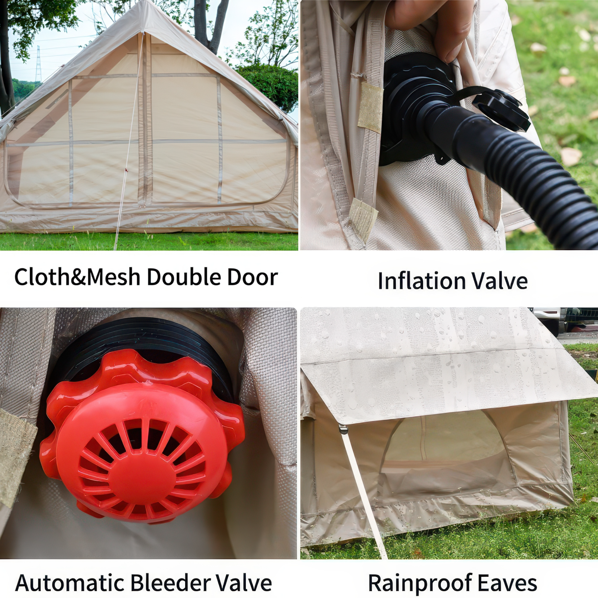 Inflatable Glamping Tent with Pump – 4-6 Person Luxury Waterproof 4-Season Camping Tent, 12 Mesh Windows, Easy Setup Outdoor Shelter