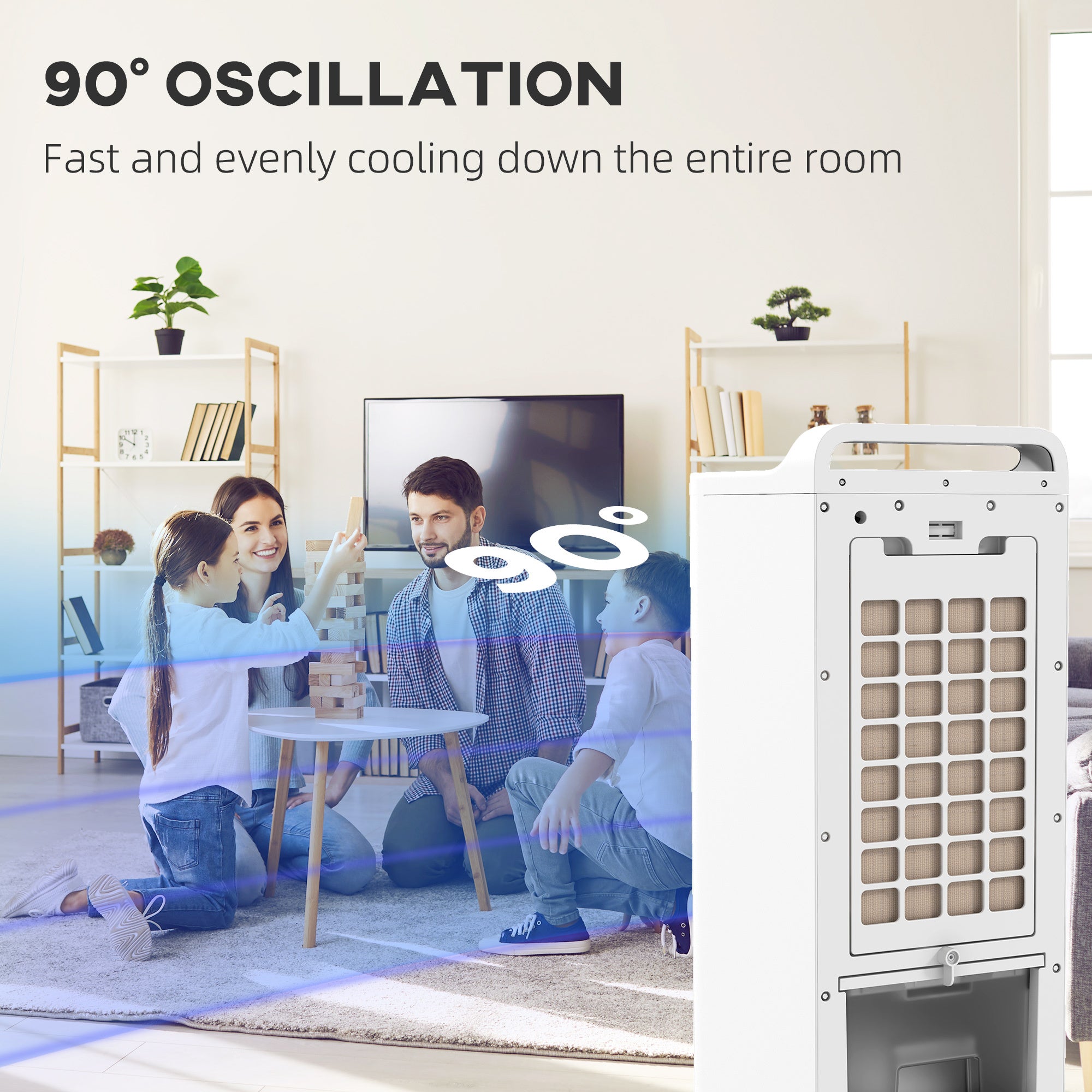 HOMCOM 26" Evaporative Air Cooler with Ice Packs, 3-in-1 Cooling Fan, 90° Oscillation, Timer & Remote – Portable Swamp Cooler for Home & Office