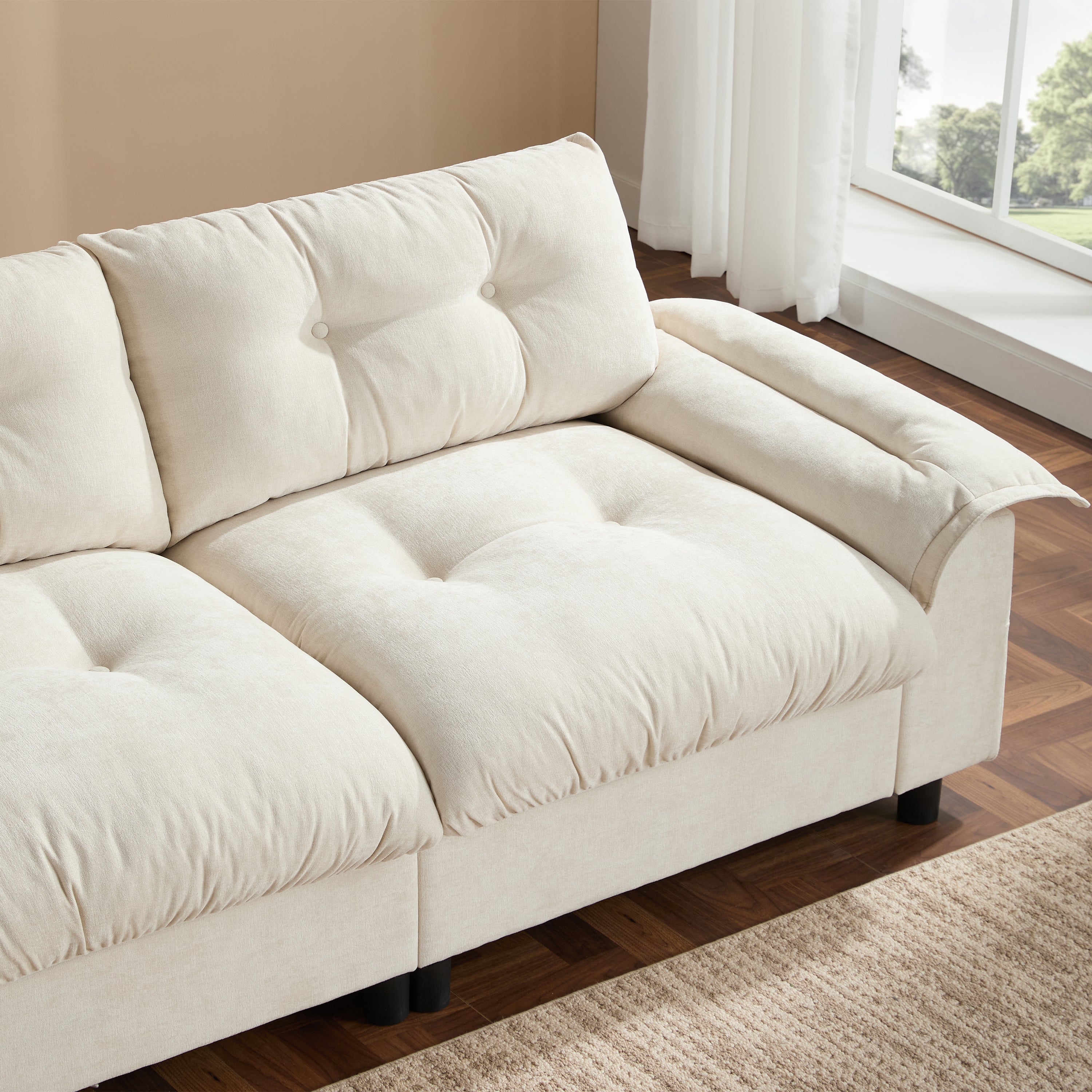 104" L-Shape Sectional Sofa | Modern Couch with USB, Storage & Ottoman