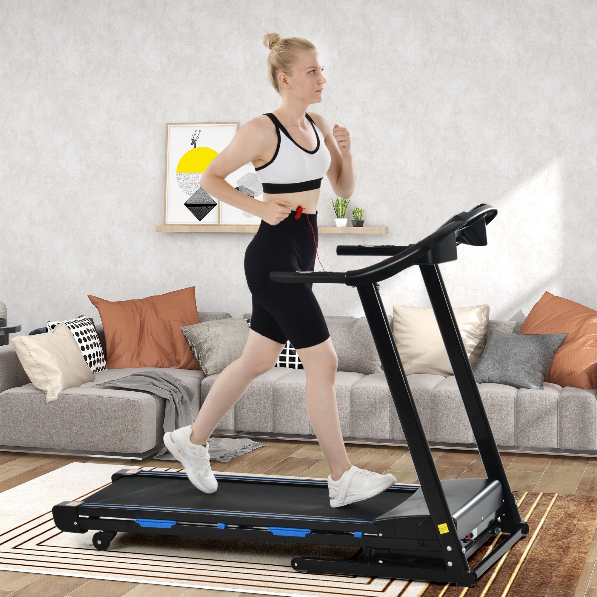 Foldable Electric Treadmill for Home – 3.5HP Motor, Auto Incline, Shock Absorption, Pulse Sensor, Bluetooth Speaker, FitShow App