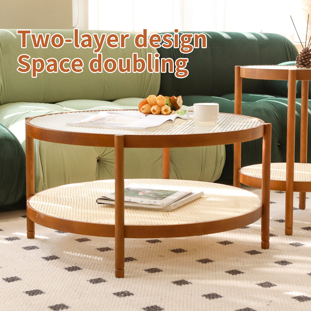 Modern Farmhouse Living Room Coffee Table Set, Stylish and Elegant Nesting Round Wooden Table,Side End table set for Living Room,Bedroom-1pc,Big Table