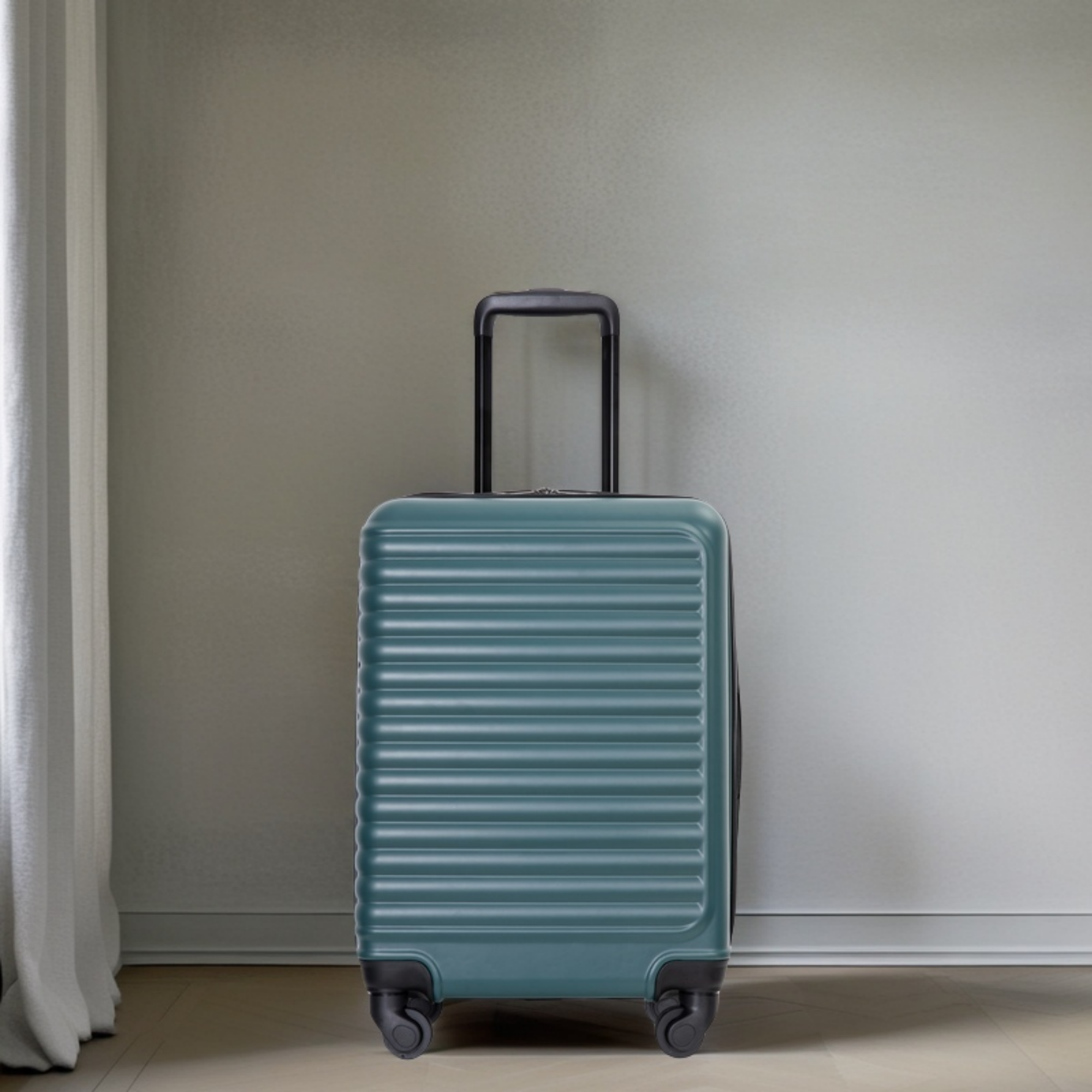 Lightweight 20' Carry-On Luggage with Spinner Wheels, Green, ABS Material