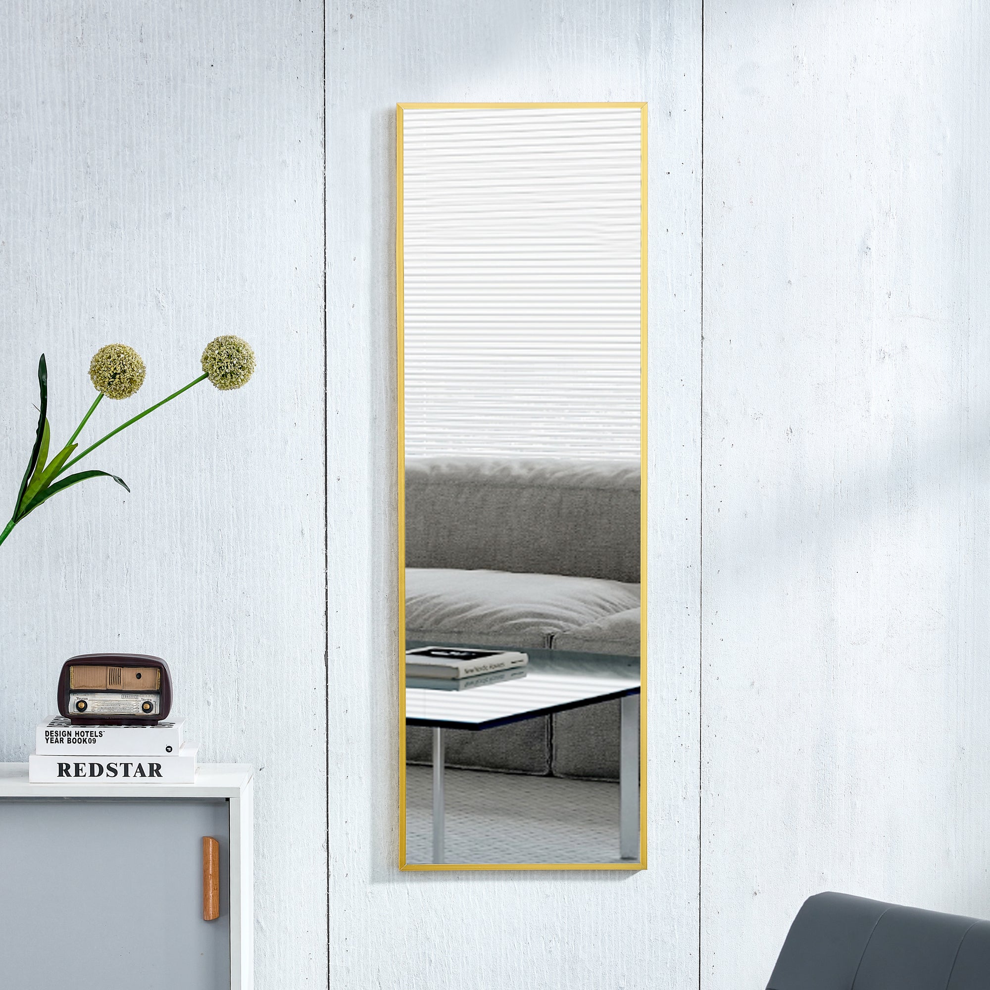4th Generation Aluminum Alloy Wall-Mounted Full Body Mirror, Bathroom & Bedroom Decorative Mirror, 48" x 13.8" Quality Upgrade