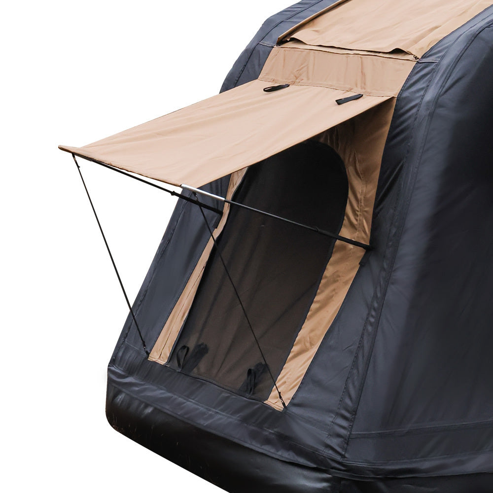 Foldable Amphibious Inflatable Roof Top Tent for 2-3 People – Two-Tone Khaki & Black, SUV & Truck Camping Tent (No Ladder)