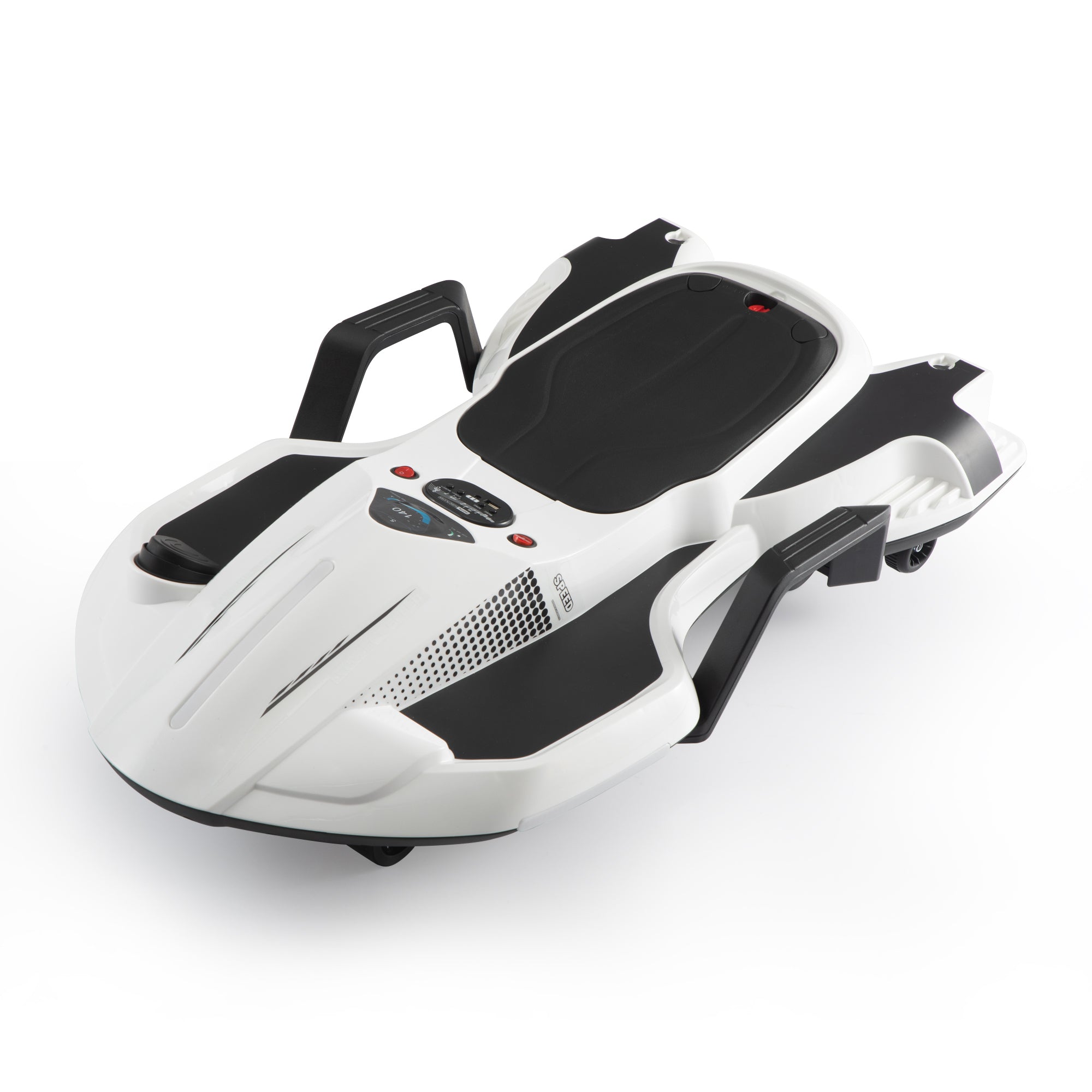Electric Kids Racing Car with Music and Lights - Battery Powered Ride-On Toy for Toddlers, White