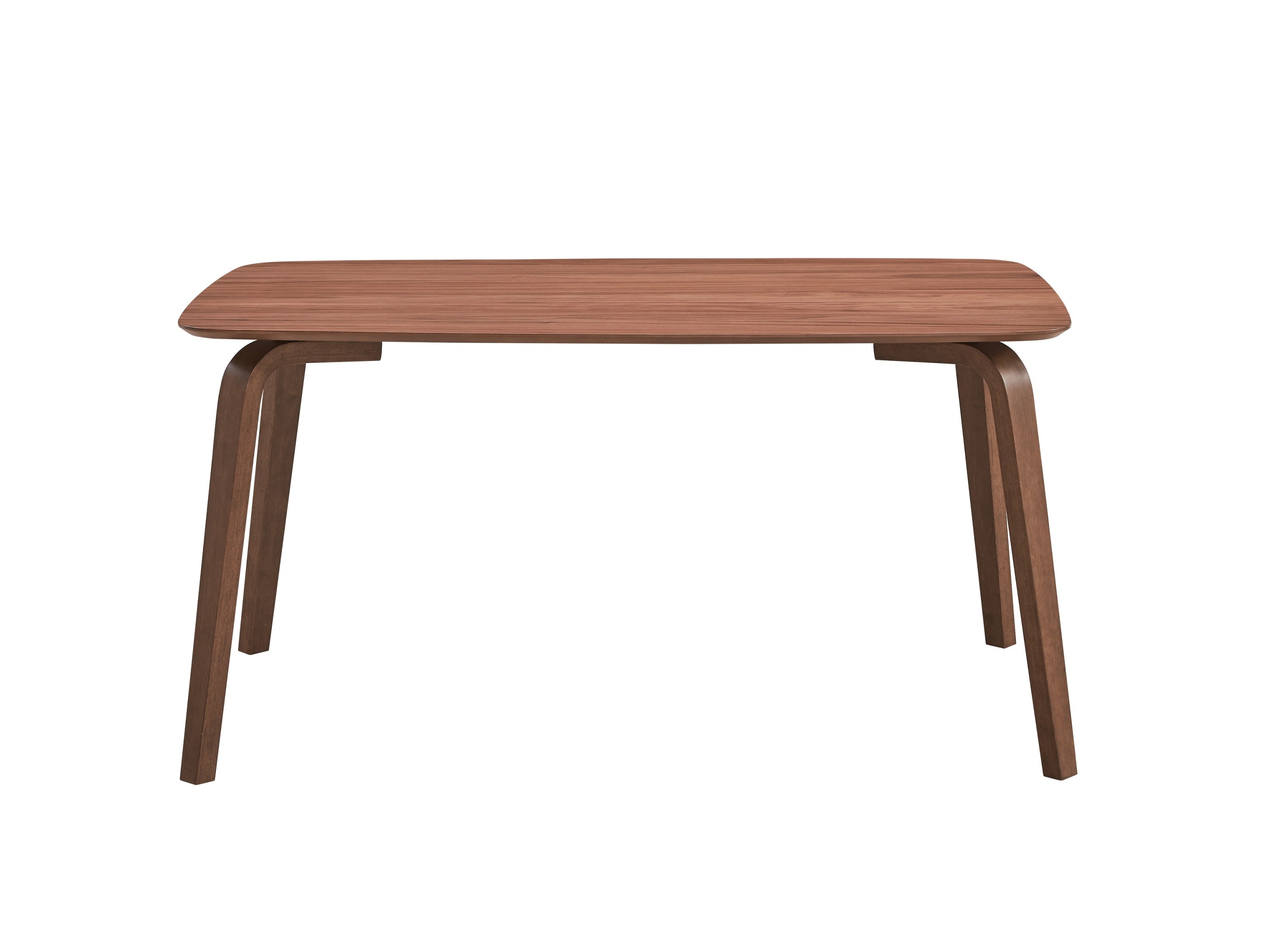 Modern Contemporary Dining 5pc Set Table and 4x Side Chairs Walnut Finish Curved Ergonomic Design Wooden Furniture