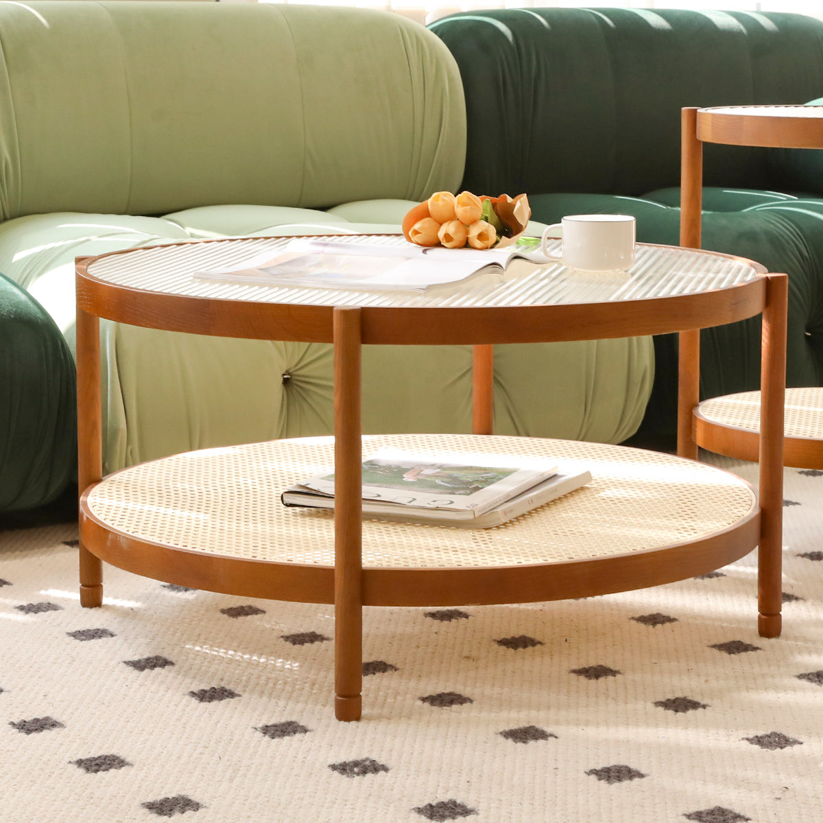Modern Farmhouse Living Room Coffee Table Set, Stylish and Elegant Nesting Round Wooden Table,Side End table set for Living Room,Bedroom-1pc,Big Table