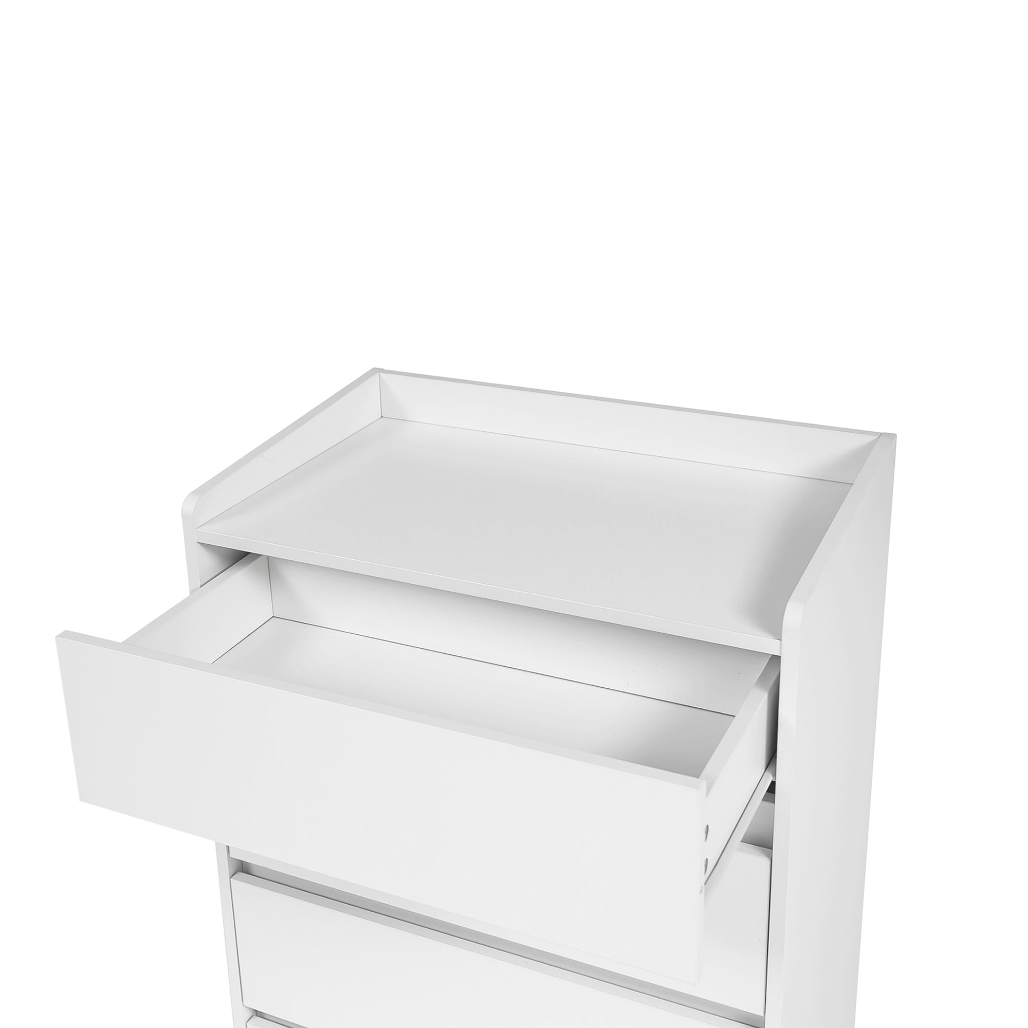 4 Drawer Dresser, Chest of Drawers Without Handle, White Dresser for Bedroom 100% Waterproof, Modern Wooden Cabinet with Sturdy Frame for Living Room, Entryway, Bedroom, Hallway, Office