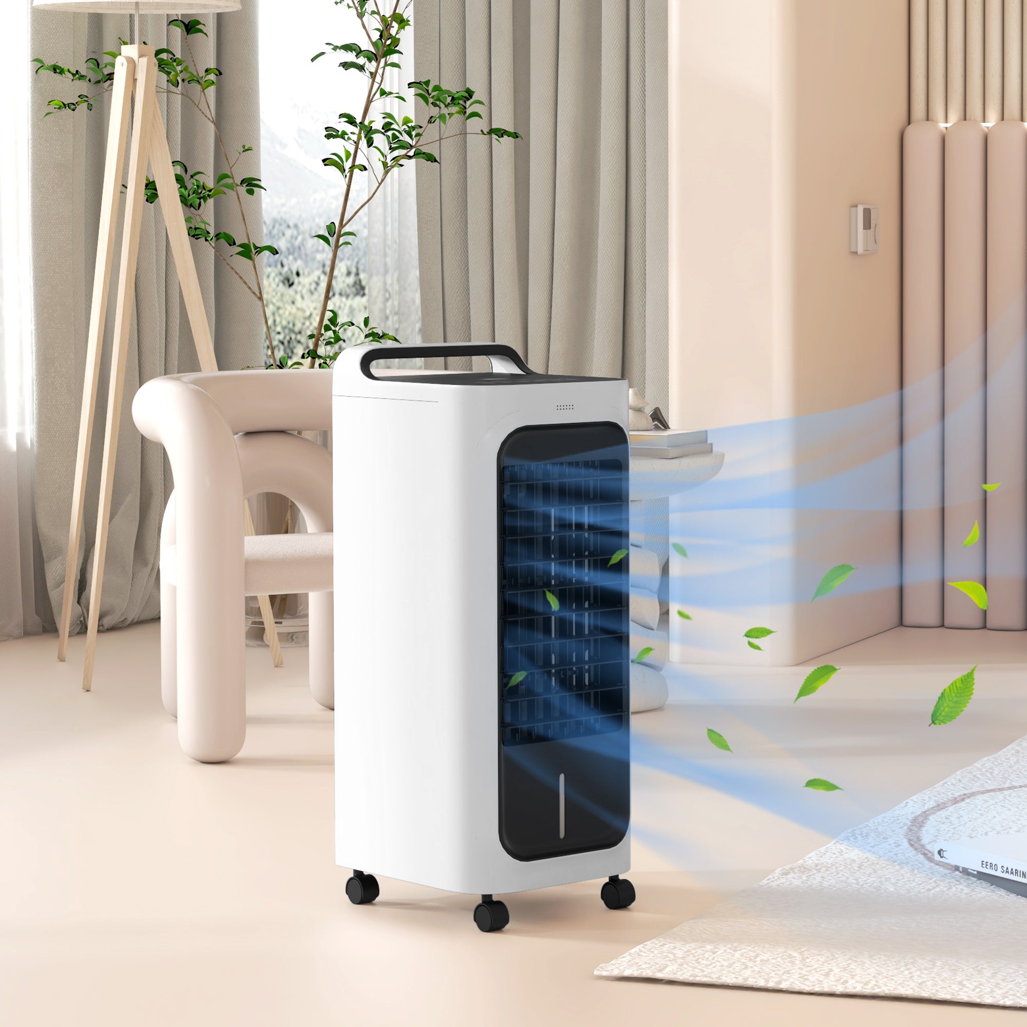 HOMCOM 26" Evaporative Air Cooler with Ice Packs, 3-in-1 Cooling Fan, 90° Oscillation, Timer & Remote – Portable Swamp Cooler for Home & Office