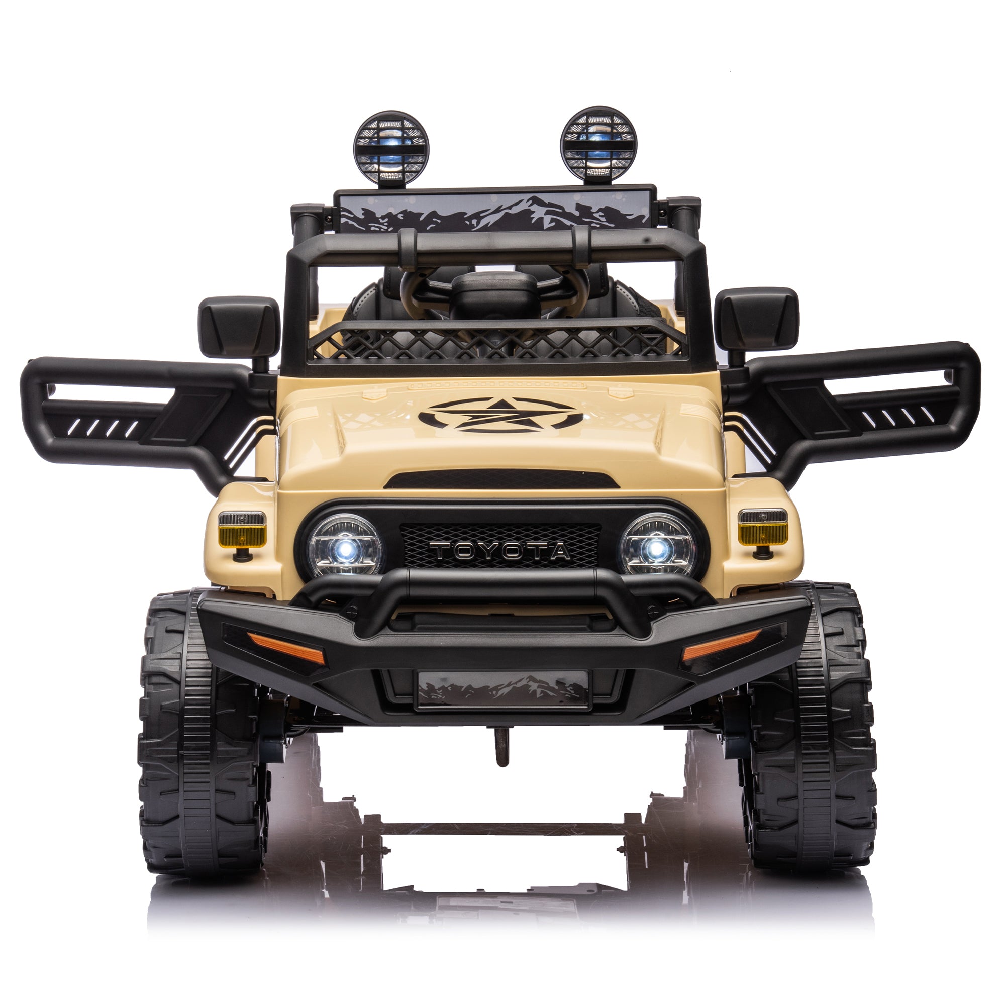 Licensed TOYOTA FJ Cruiser 12V Kids Ride-On Car with Parents Remote Control, Three-Speed Adjustable, Power Display, USB, MP3, Bluetooth, LED Lights, Three-Point Safety Belt, Perfect Gift for Kids