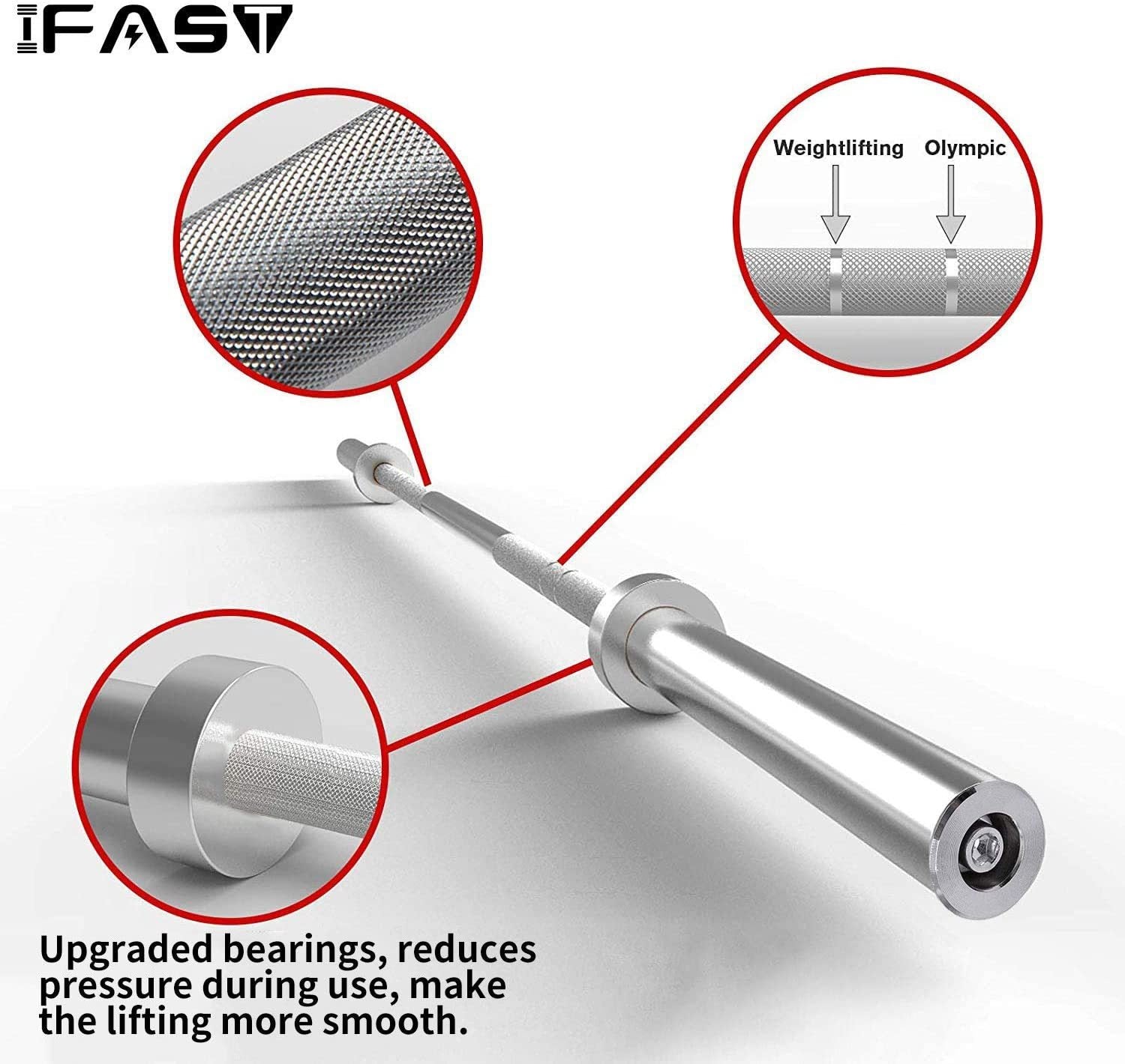 Barbell Bar for 2' Olympic Plates, Home Gym Weightlifting Bar 4Ft Solid Chrome Weight Bar Fitness Training Curl Barbell