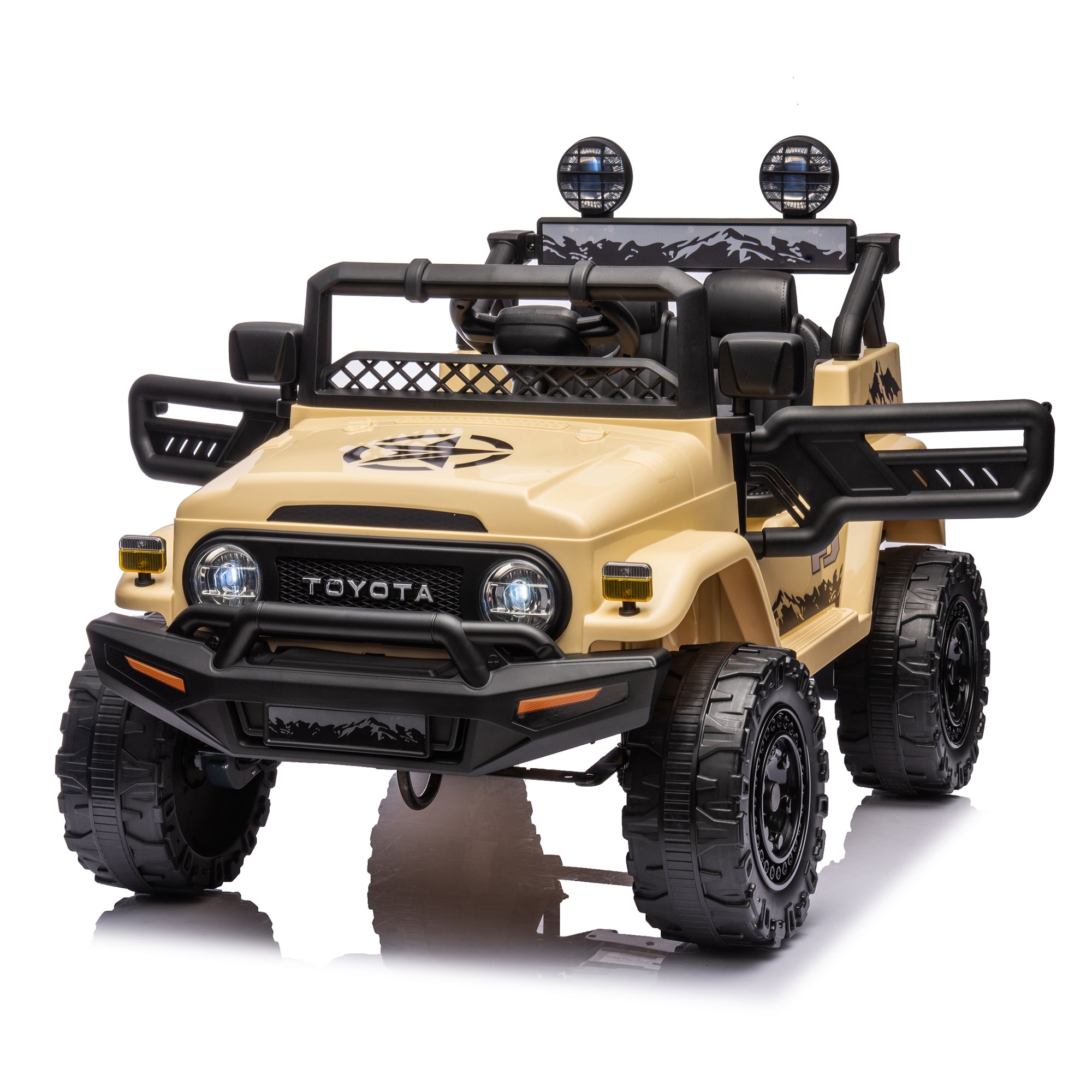 Licensed TOYOTA FJ Cruiser 12V Kids Ride-On Car with Parents Remote Control, Three-Speed Adjustable, Power Display, USB, MP3, Bluetooth, LED Lights, Three-Point Safety Belt, Perfect Gift for Kids