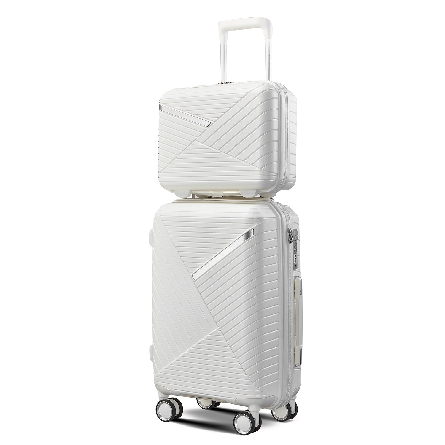 4-Piece Luggage Set (14/20/24/28), Expandable Lightweight Suitcase with 4 Double 360° Mute Spinner Wheels, Durable PP Materials, TSA Lock Travel Luggage