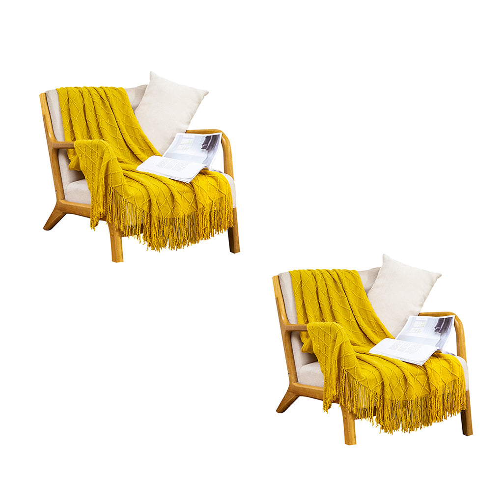 SOGA Yellow Diamond Pattern Blanket