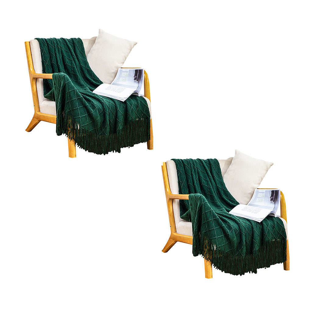 SOGA Green Diamond Pattern Blanket