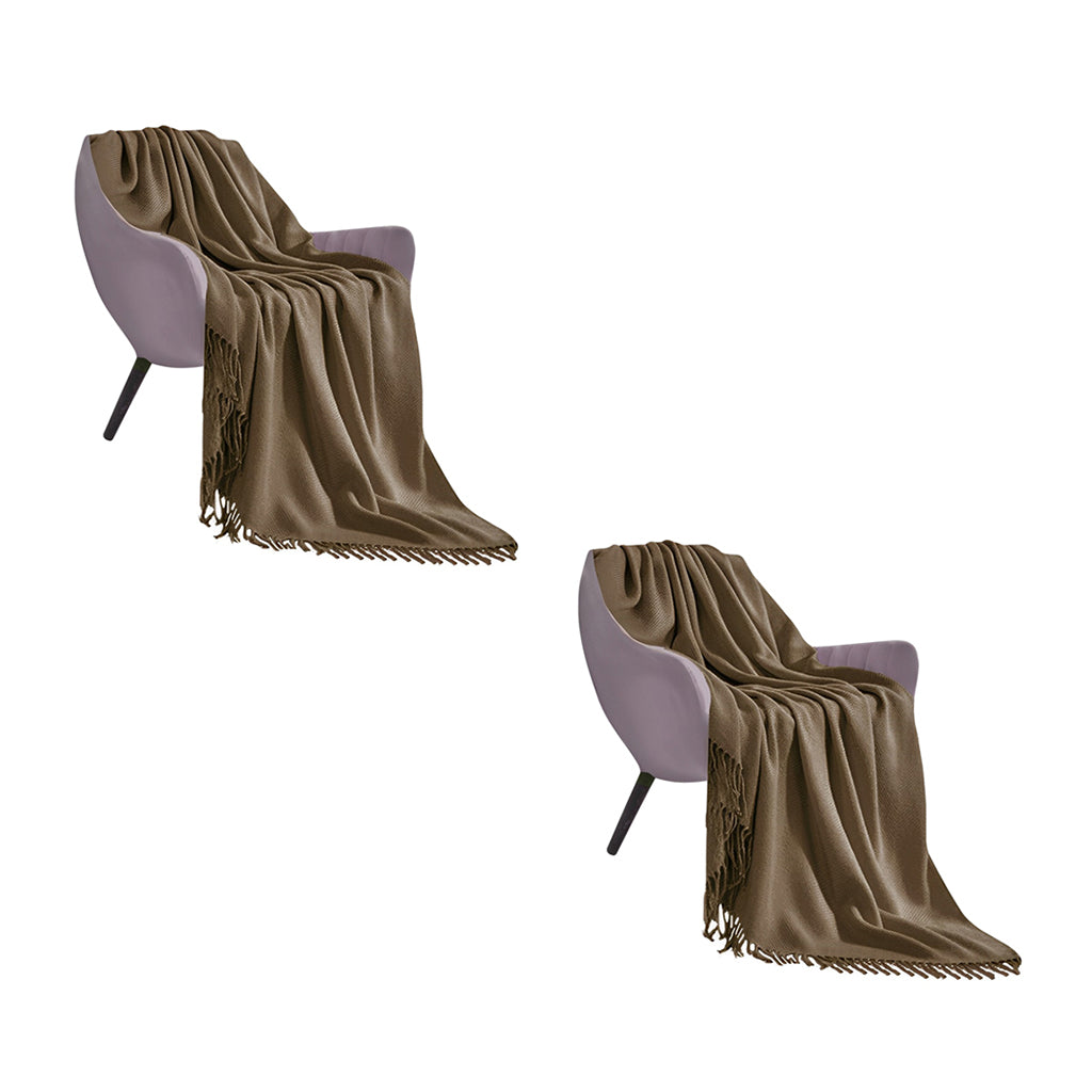 SOGA Coffee Acrylic Knit Throw Blanket