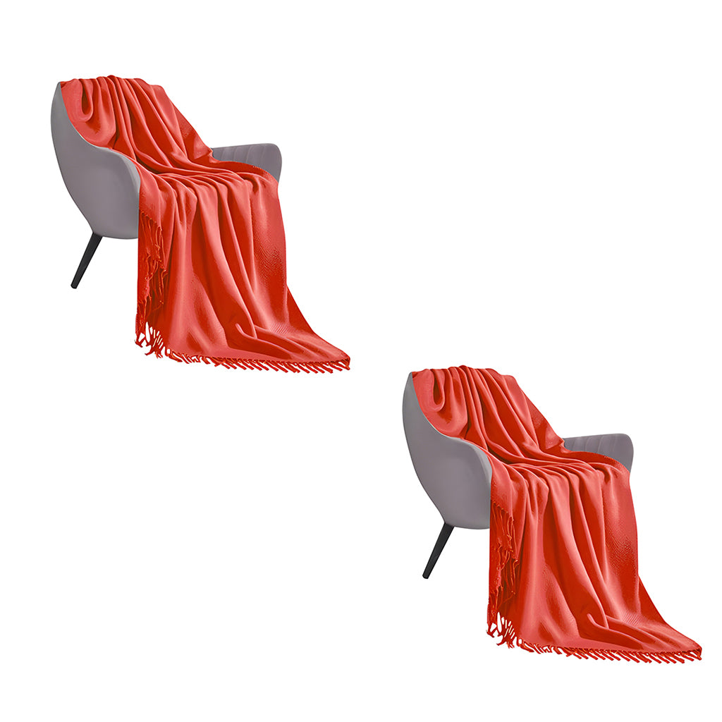 SOGA Orange Acrylic Knit Throw Blanket