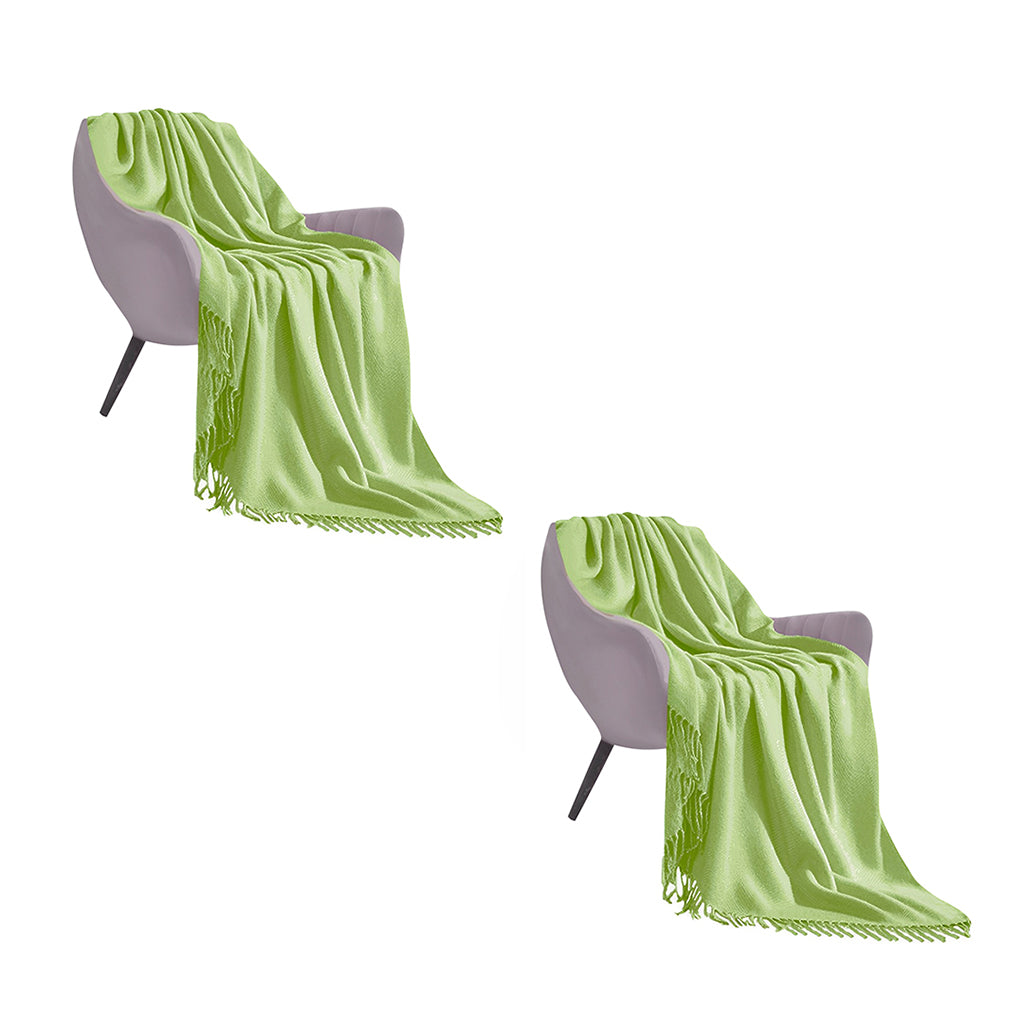SOGA Green Acrylic Knit Throw Blanket