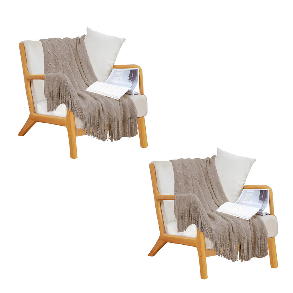 SOGA Coffee Diamond Pattern Throw Blanket